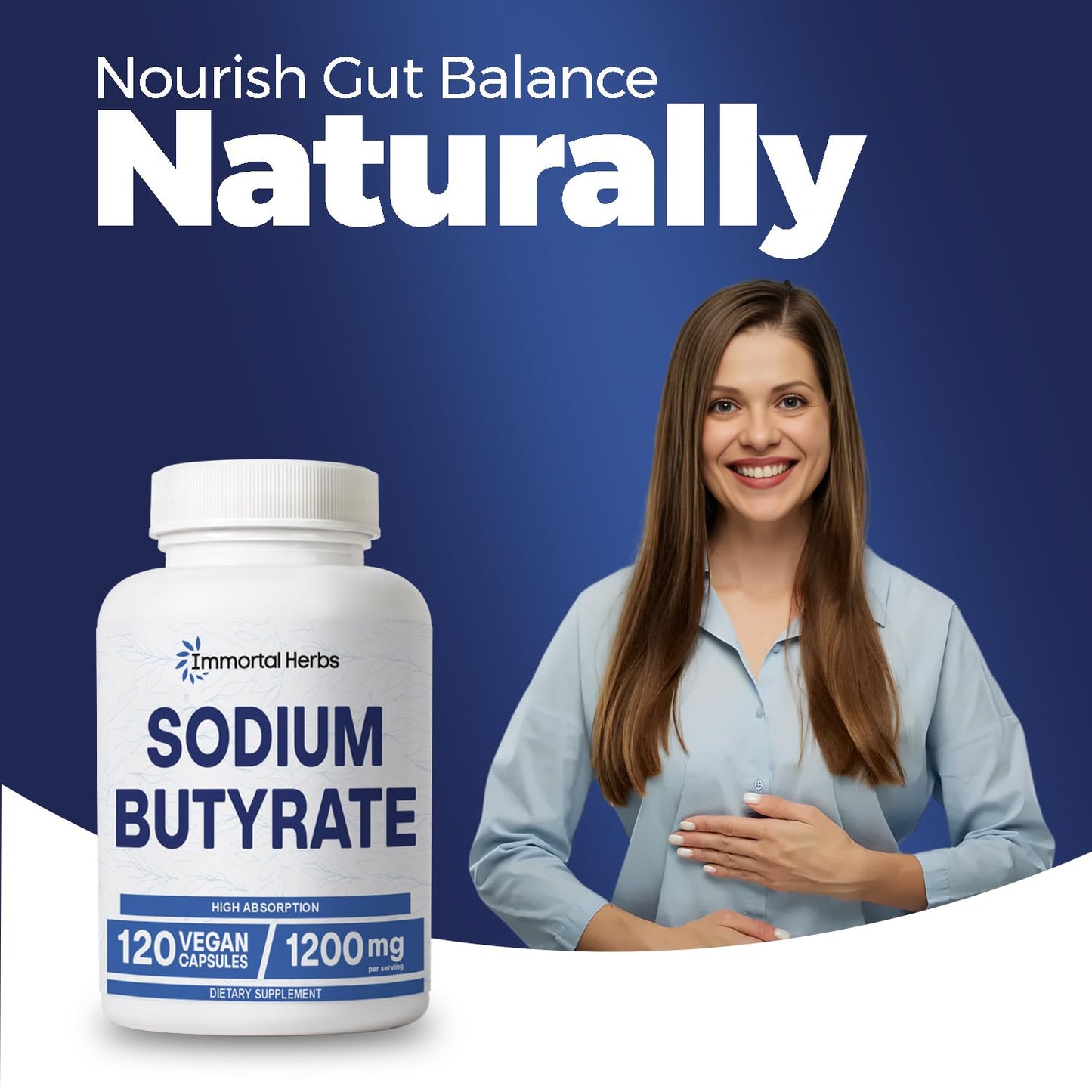 Immortal Herbs Sodium Butyrate Capsules 120 Count