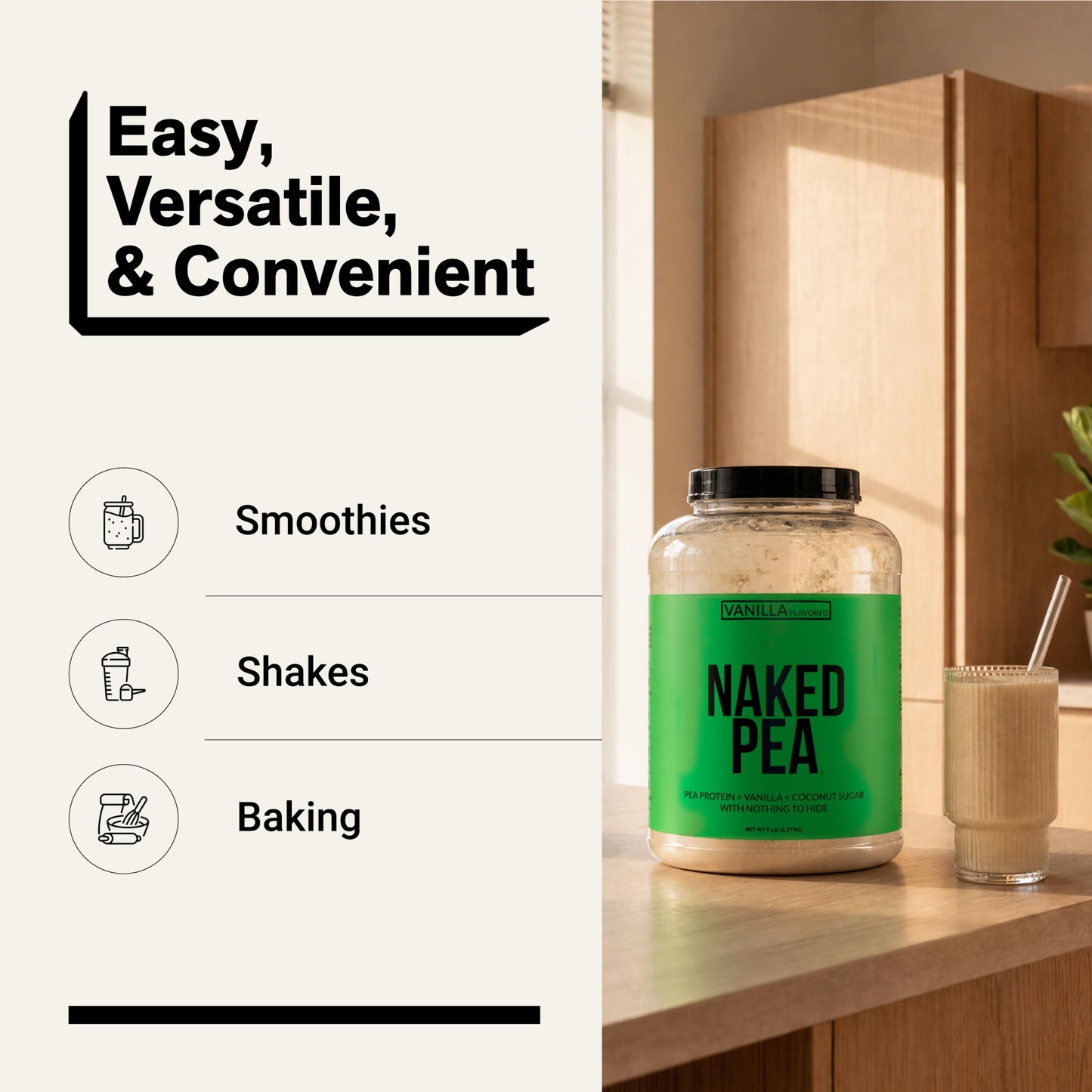 Naked Pea Vanilla Pea Protein Isolate Powder, 80 Servings