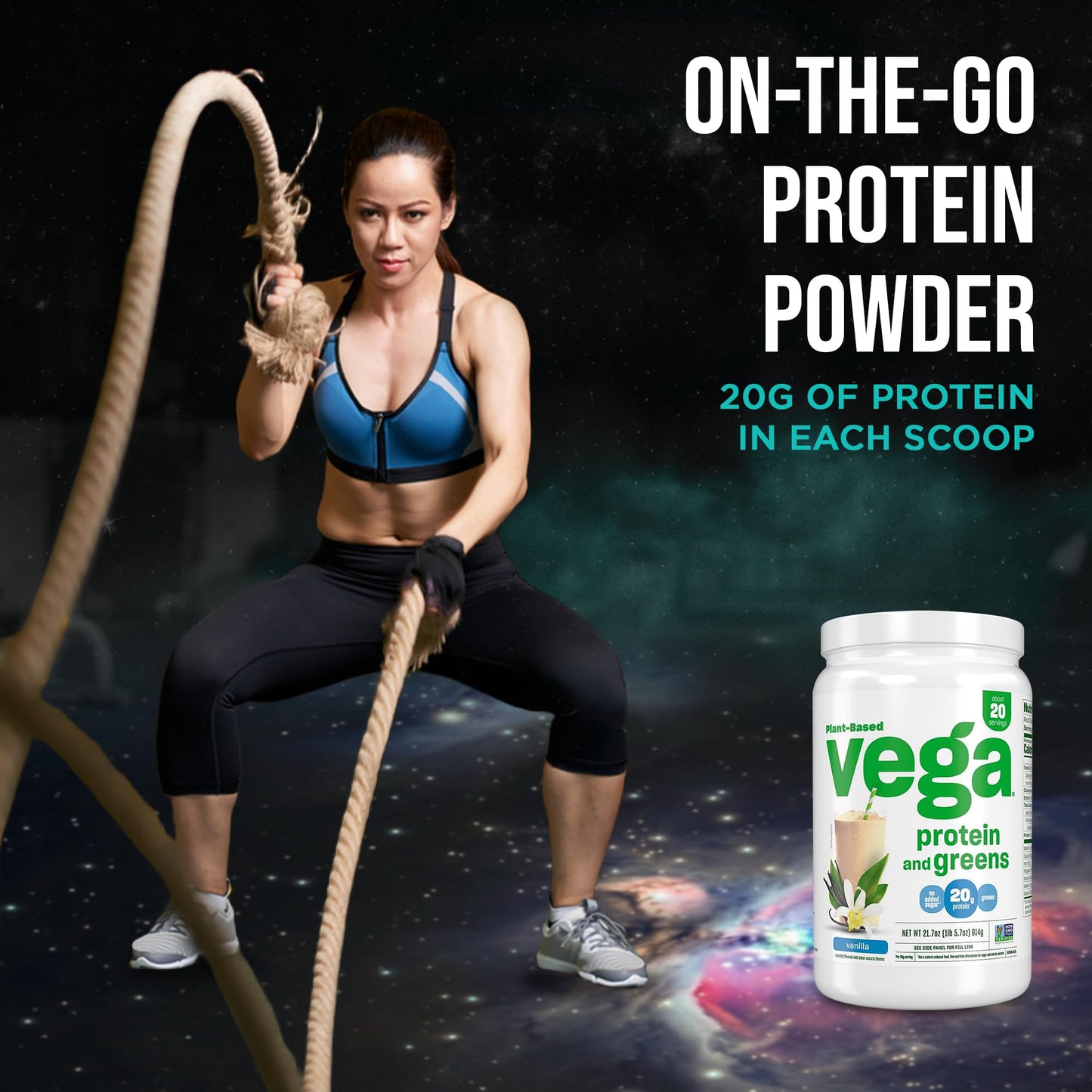 Vega Premium Protein + Supergreens Vanilla Protein Powder, 21.7 oz