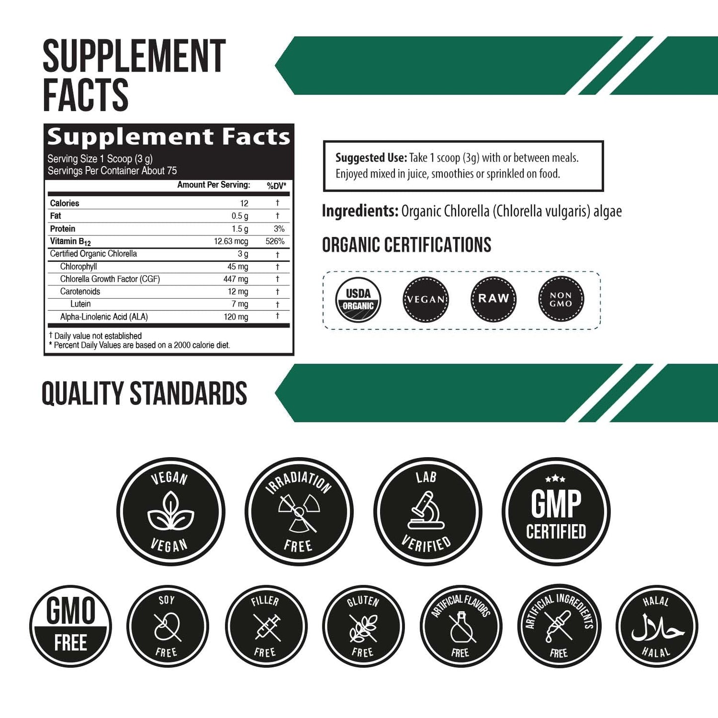 Triquetra Health Organic Chlorella Powder 7.94 oz