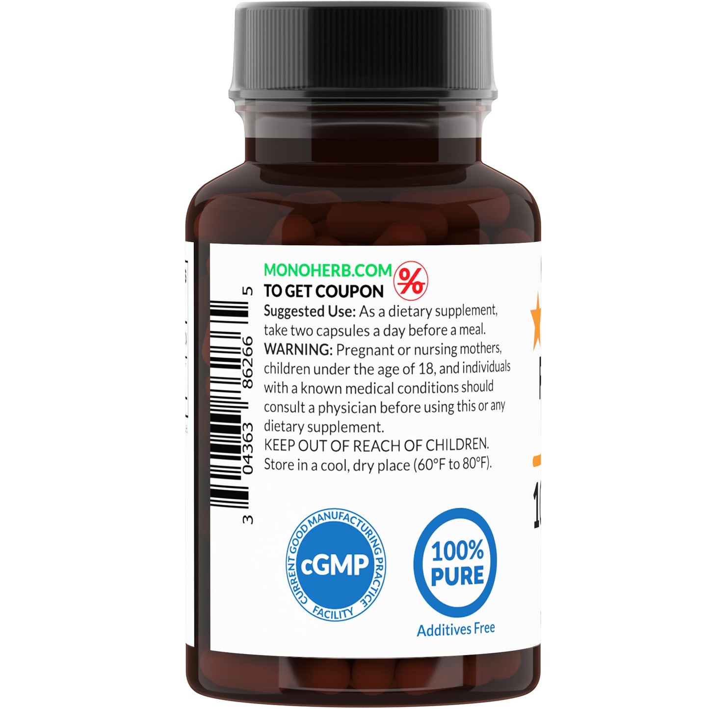 MONOHERB Pygeum Extract 1000 mg Capsules, 90 Count