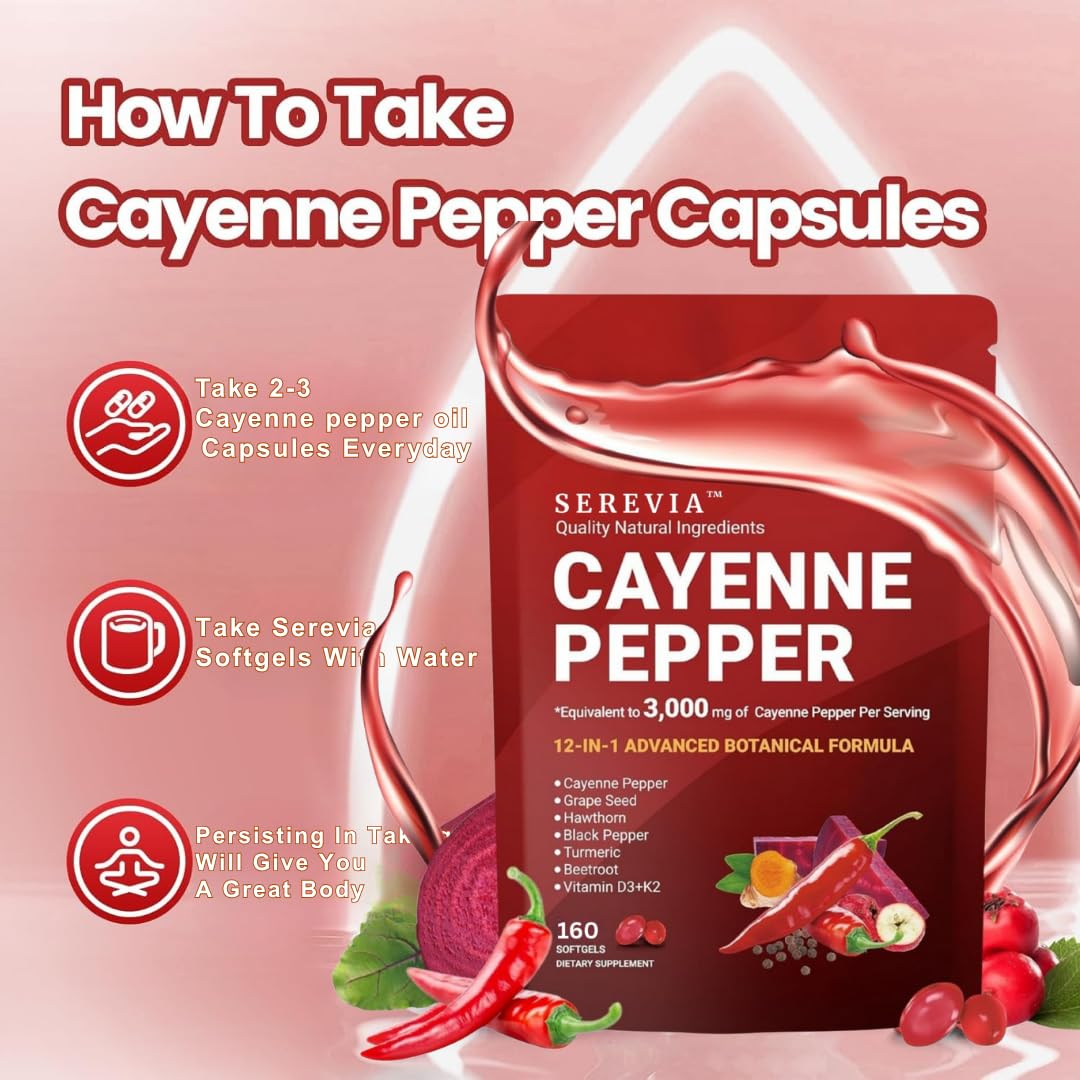Serevia Health Cayenne Pepper + Herbal Blend 160 Softgels