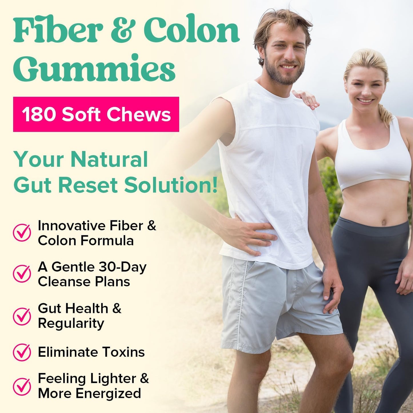 Yusnkioin Fiber Gummies & Colon Gentle Cleanse Gummy 180