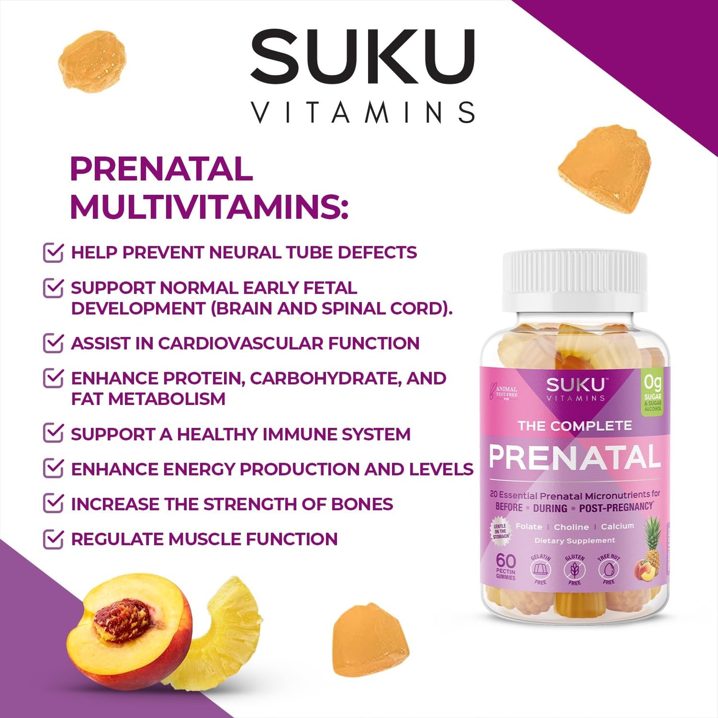 SUKU Prenatal Multivitamin Gummies 60 Count