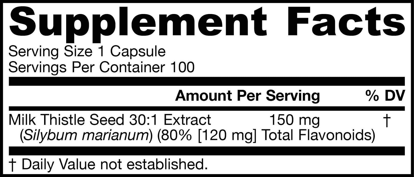 Jarrow Formulas Milk Thistle 150 mg Capsules, 100 Veggie Capsules