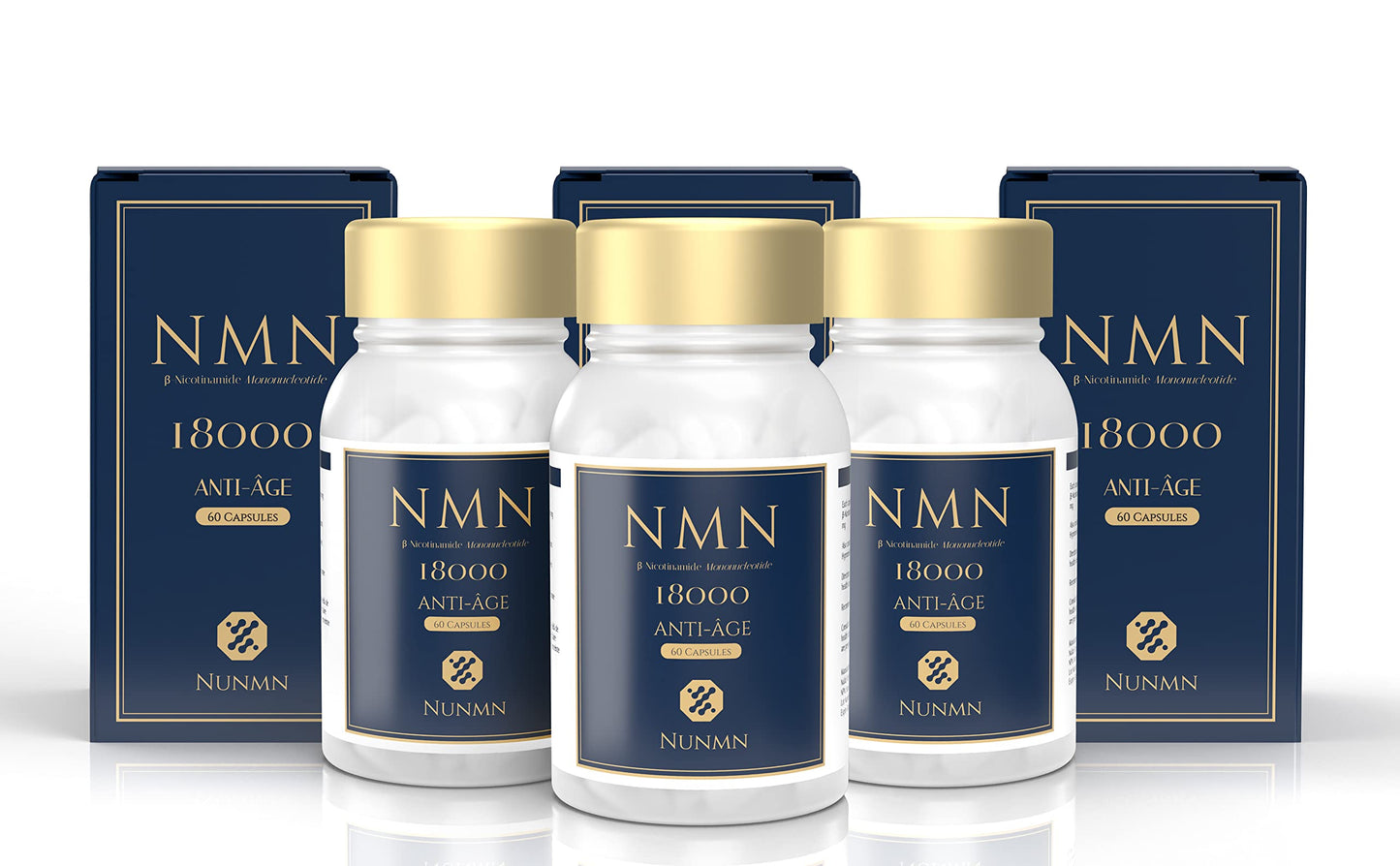 NUNMN NMN 18000 NAD+ Supplement Nicotinamide Mononucleotide Capsule, 60 Count