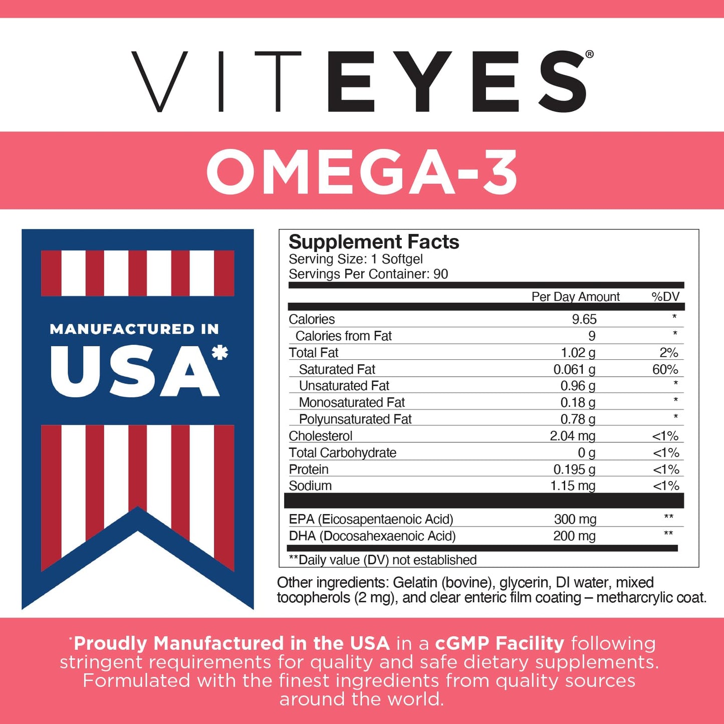 Viteyes Omega-3 Vision Health Supplement 90 Softgels