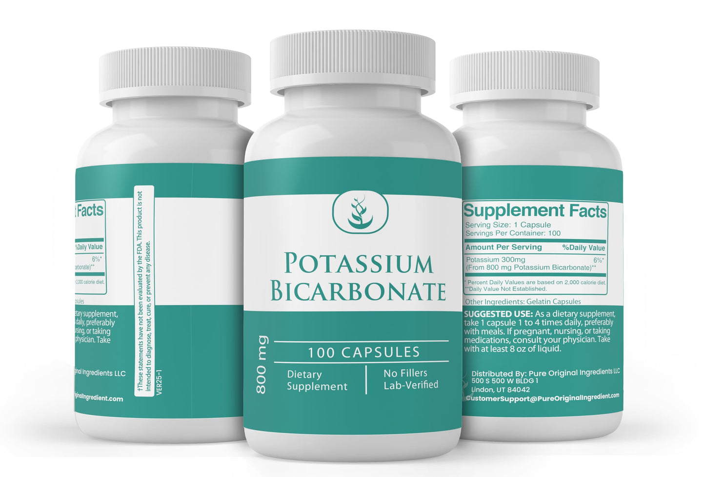 Pure Original Ingredients Potassium Bicarbonate Capsules 100