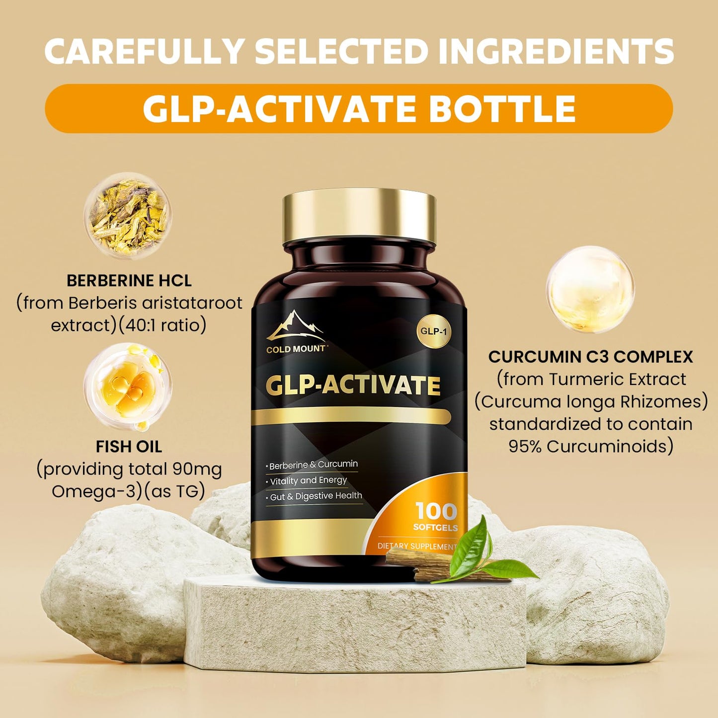 MEGNETA Metabolic & Energy Support Supplement with Berberine, Green Tea Extract & Turmeric Root Softgels 400