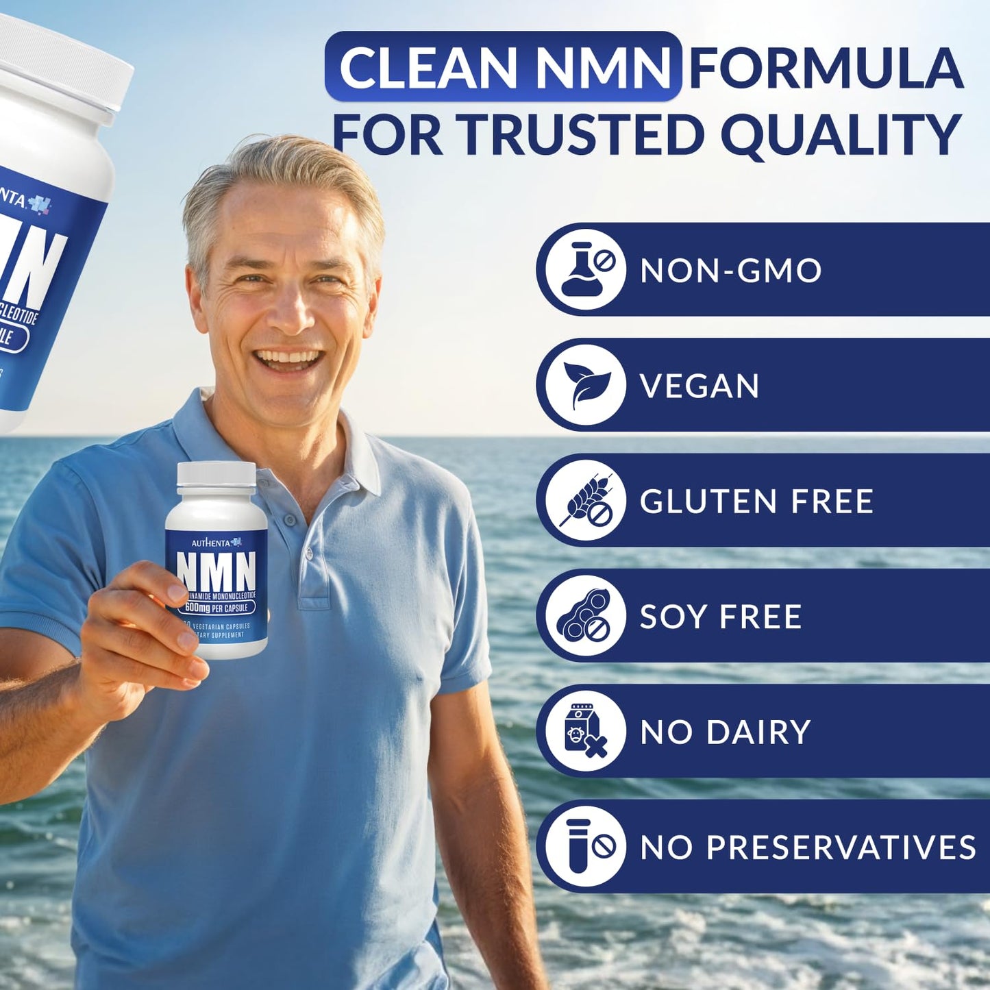 AUTHENTA NMN Supplement 600 mg 60 Capsules