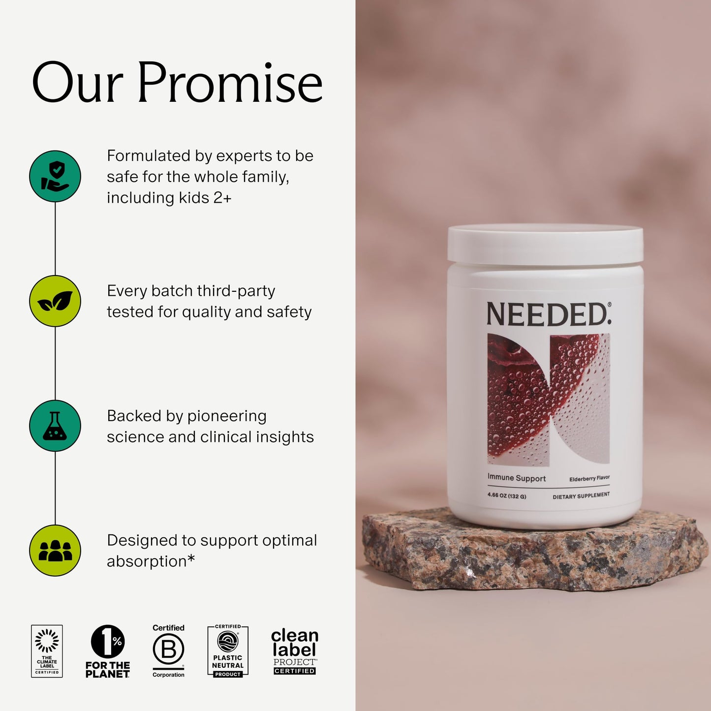 Needed Immune Support Immunity Powder with Zinc and Elderberry, 4.66 Ounce