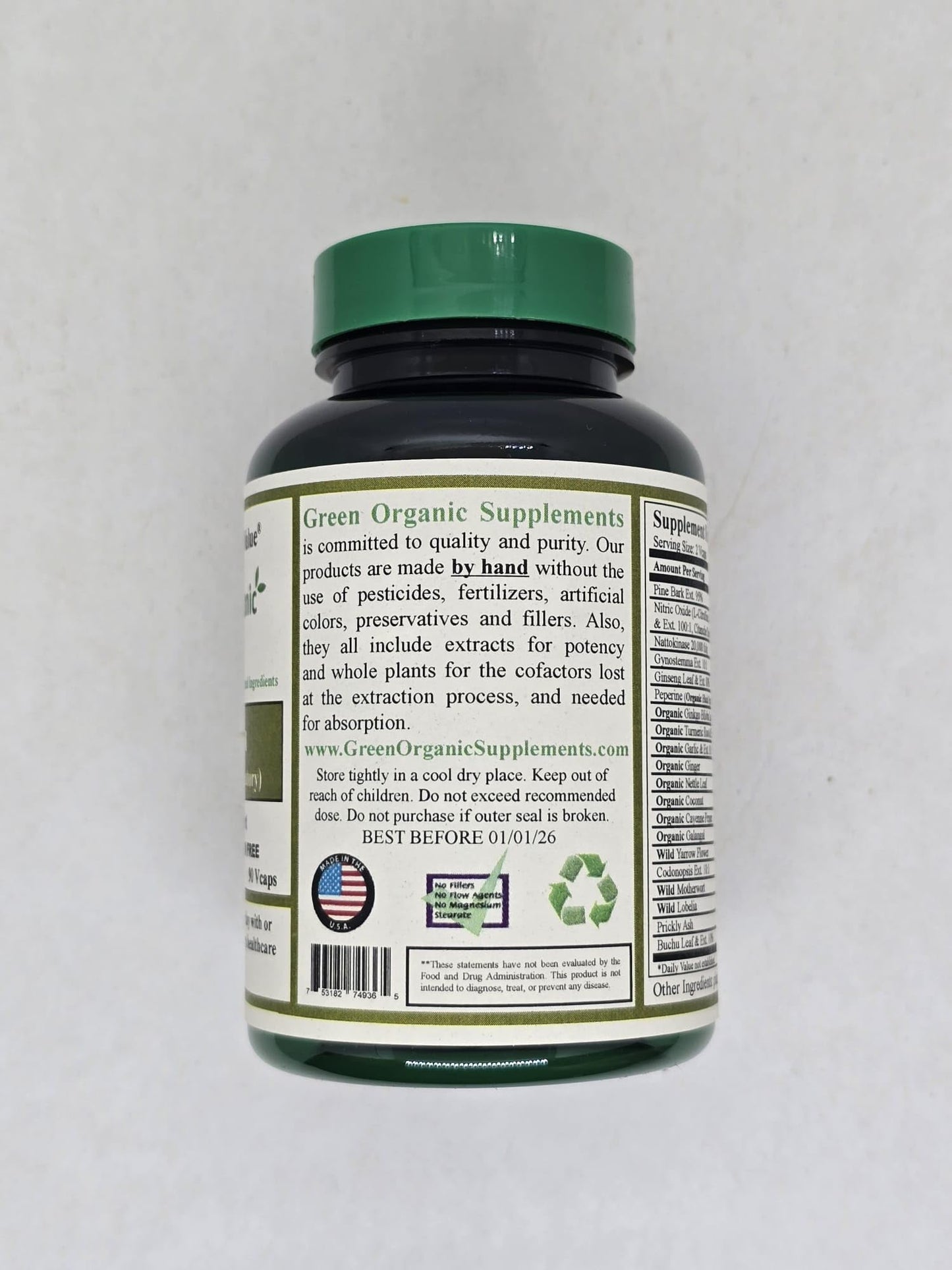 Green Organic Supplements Fish Oil Capsules 90 Count
