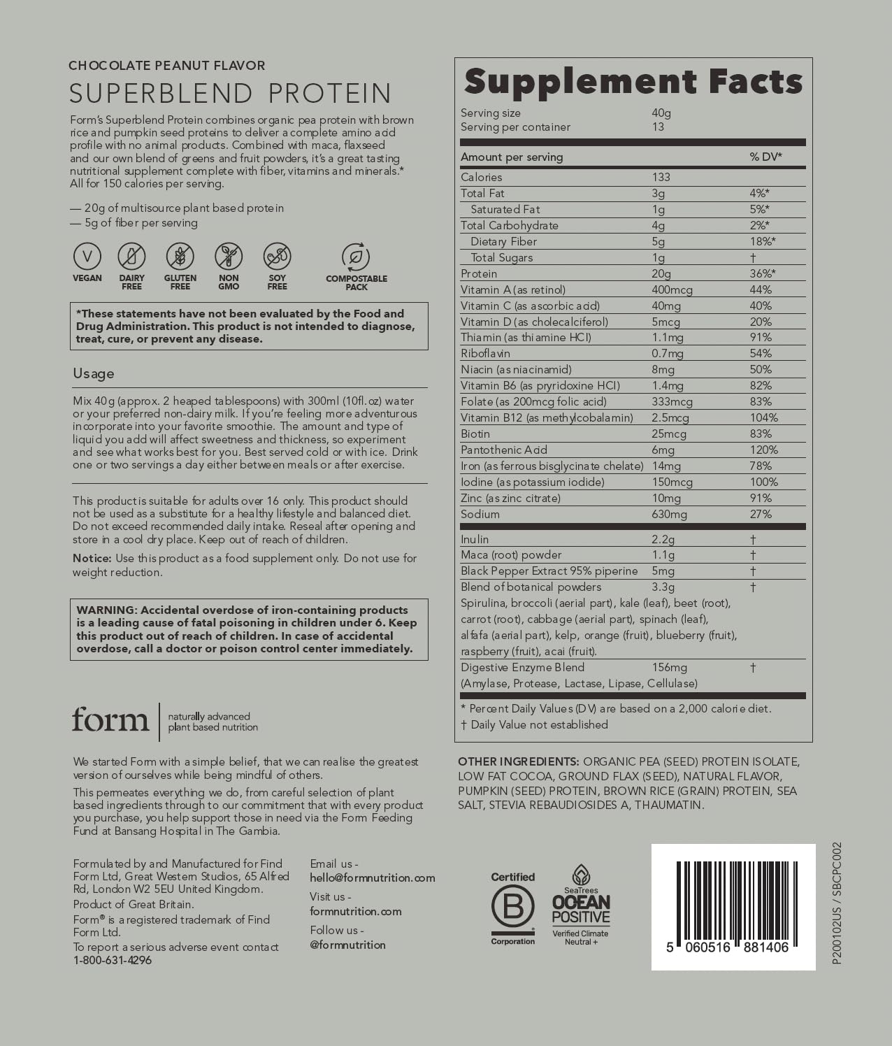 Form Superblend Protein Powder, 1.15 lb