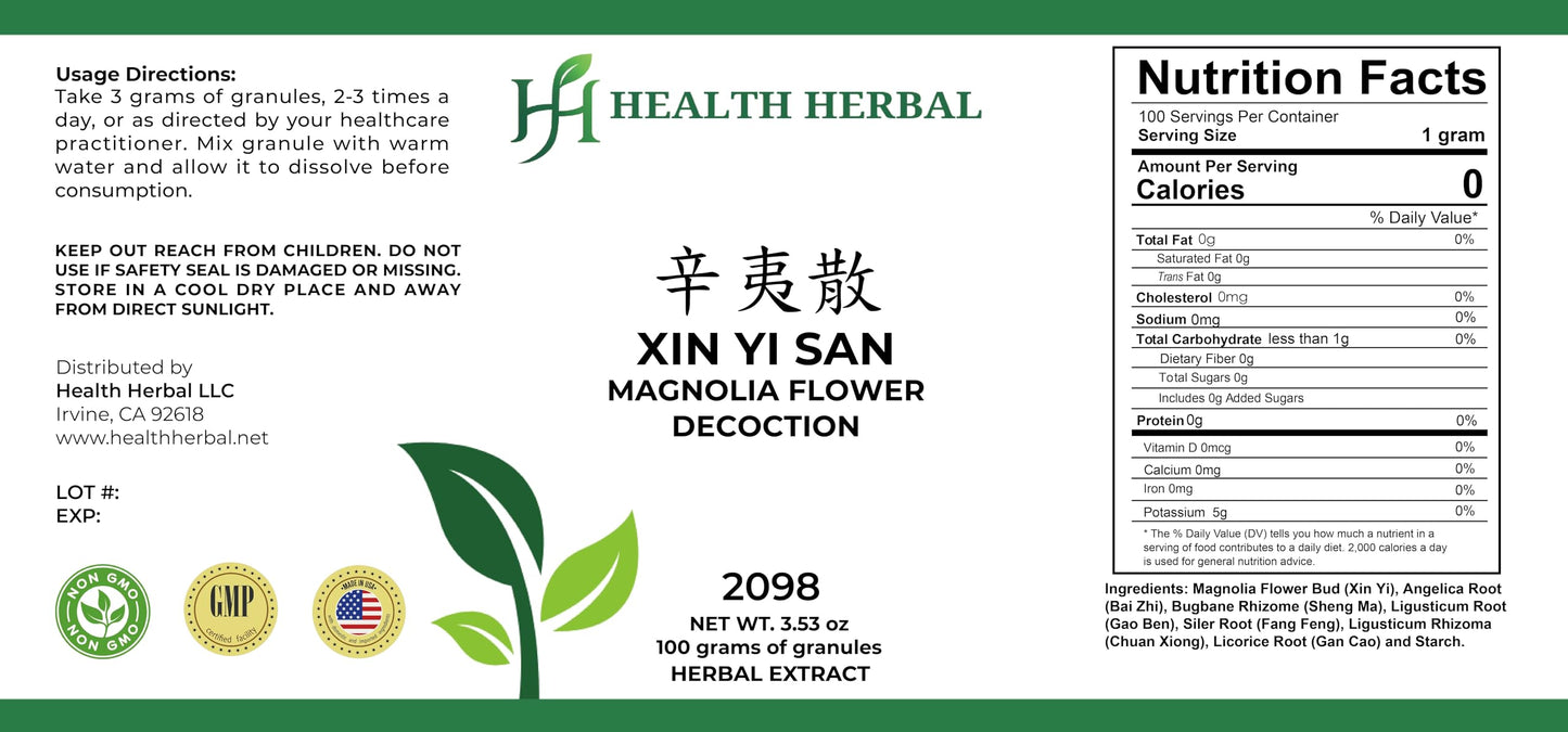 Health Herbal Xin Yi San/Magnolia Flower Decoction Powder, 100 Grams