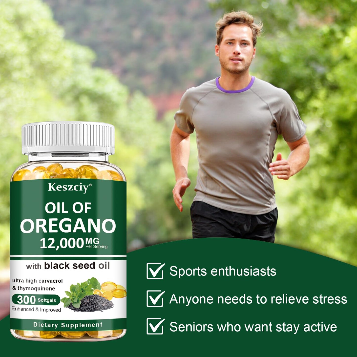 Keszciy Oil of Oregano with Black Seed Oil Softgels 300 Count