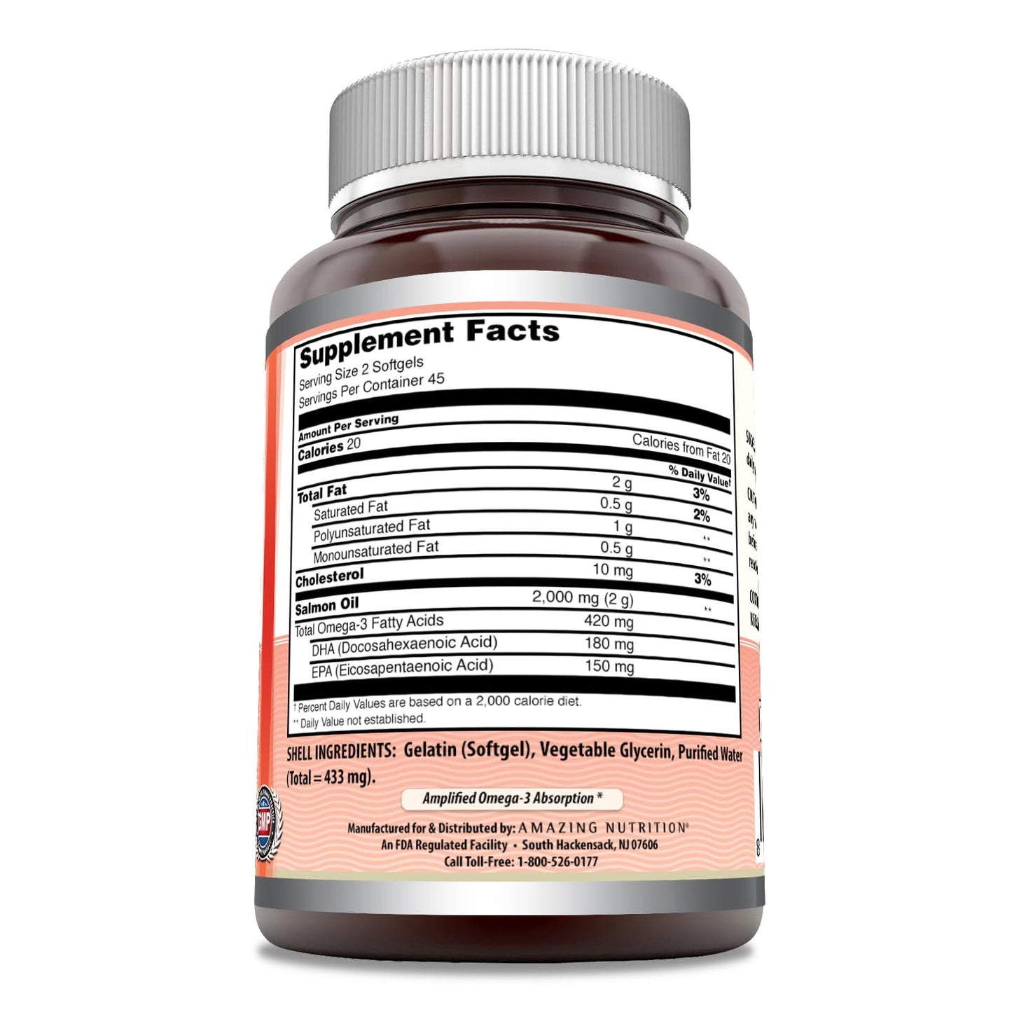 Amazing Nutrition Omega Wild Alaskan Salmon Oil 2000mg Per Serving Softgel 1