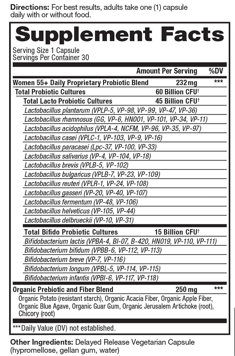 Vital Planet Vital Pro Naturals - Women 55+ Daily Probiotic Plus Prebiotics Capsules, 30 Count
