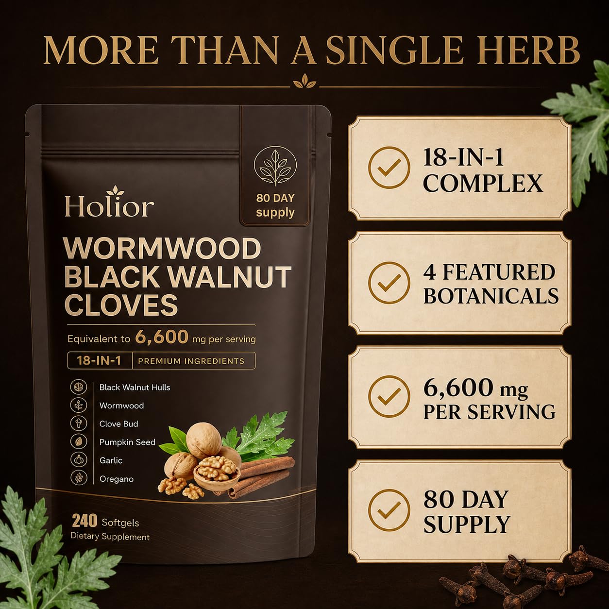 Prspy Holior Wormwood Black Walnut Cloves Softgel 240 Count