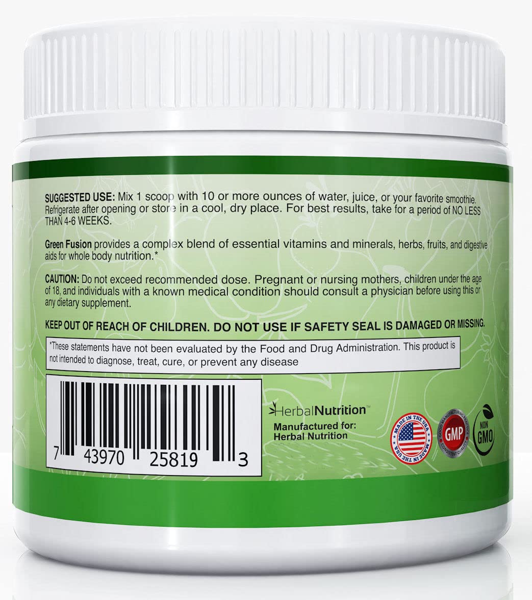 Herbal Nutrition Green Fusion Greens Powder Superfood 5.7 Ounce