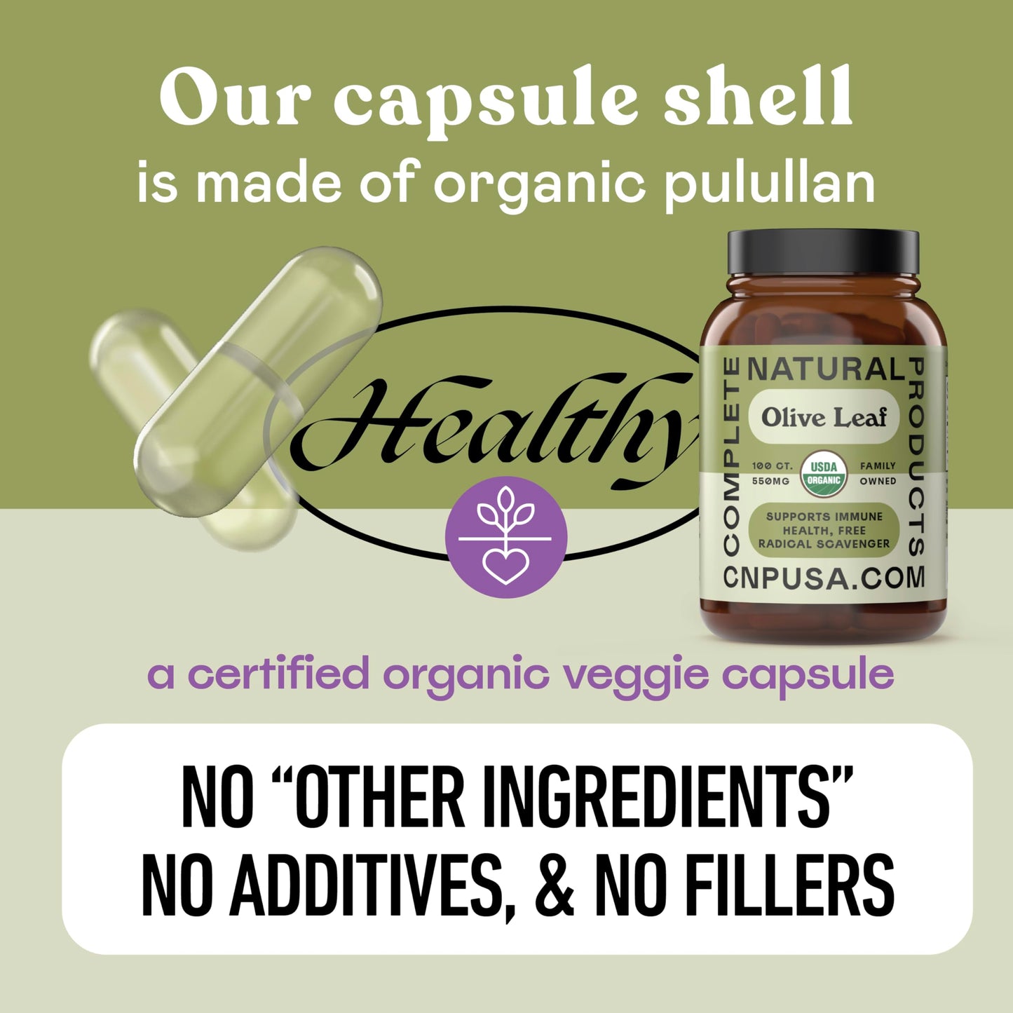 Complete Natural Products Organic Olive Leaf Extract 550mg, 100 Capsules
