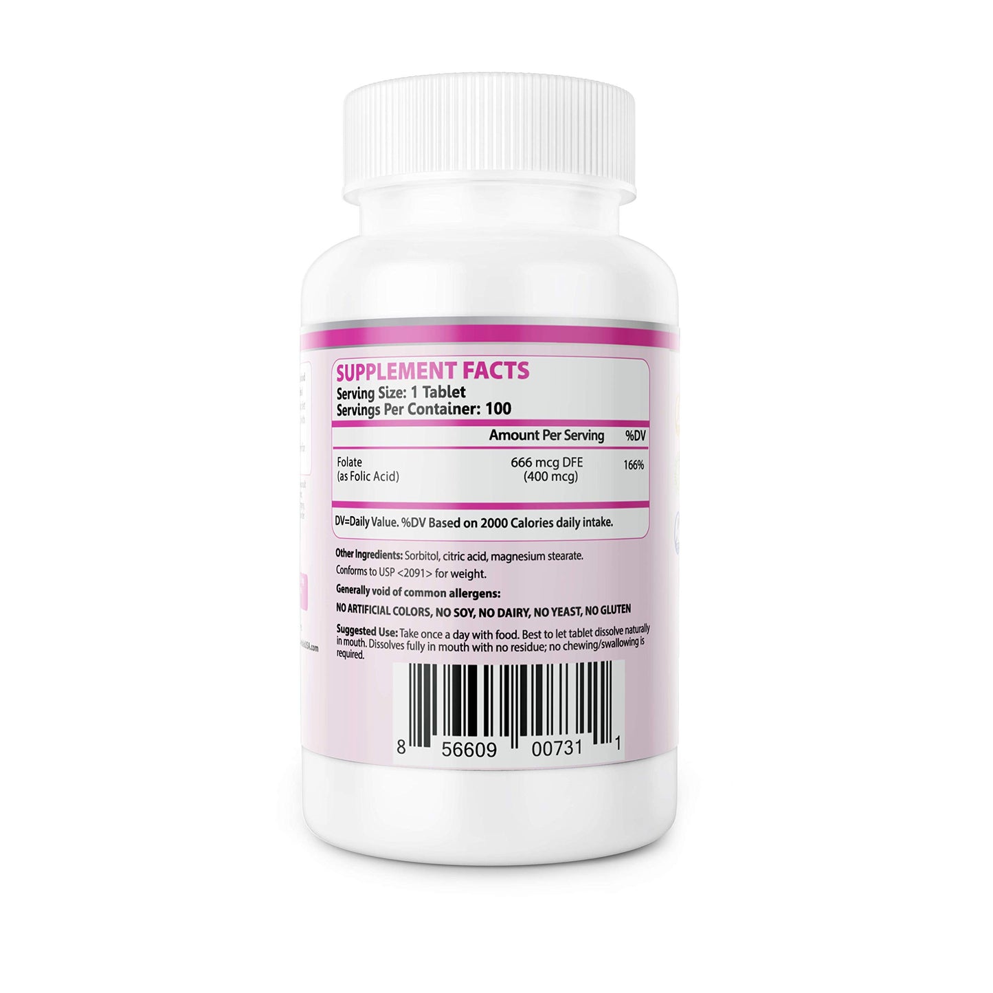 PRONUCARE Folic Acid 400 mcg Tablet, 100 Count