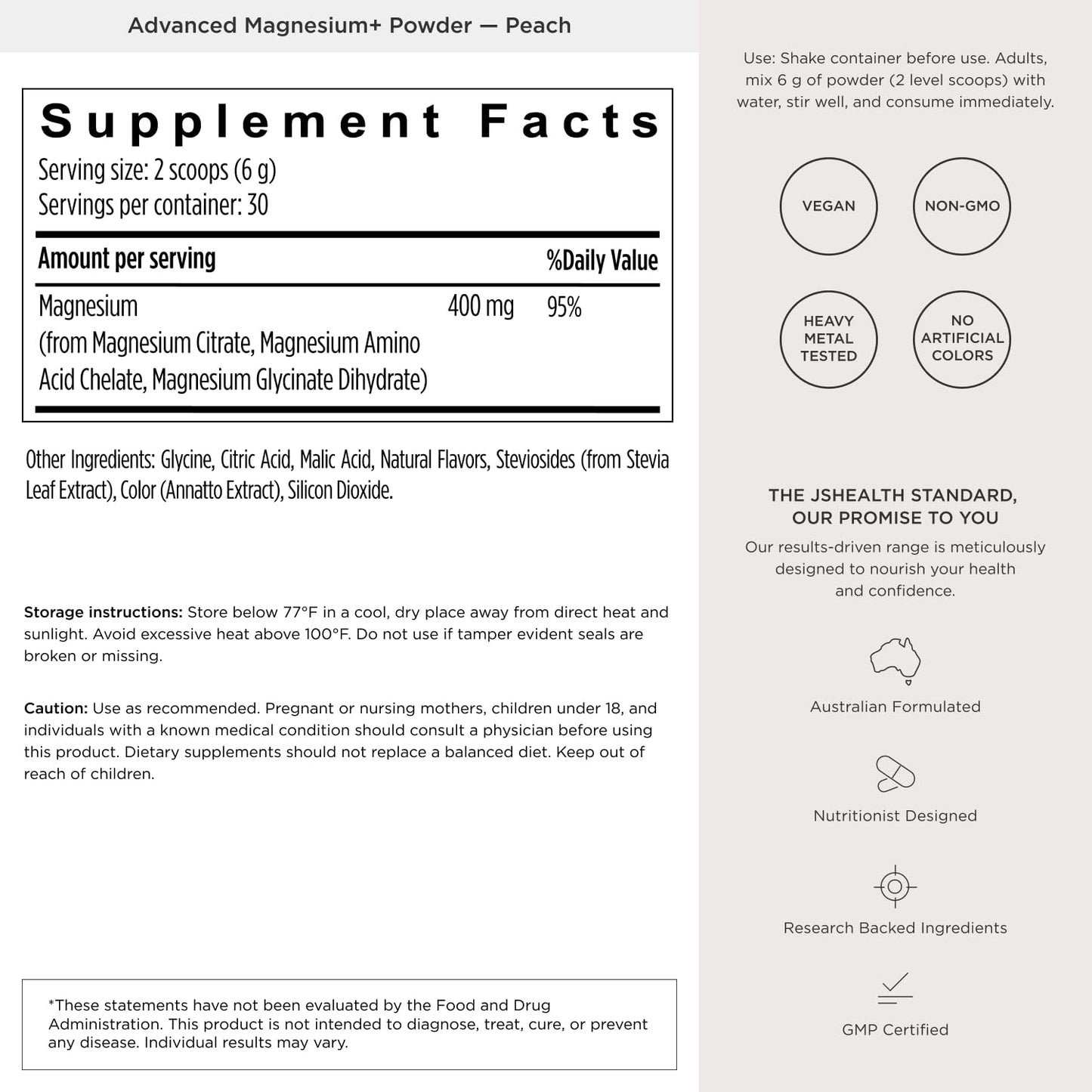 JSHealth Magnesium Powder for Sleep 6.35 Ounce