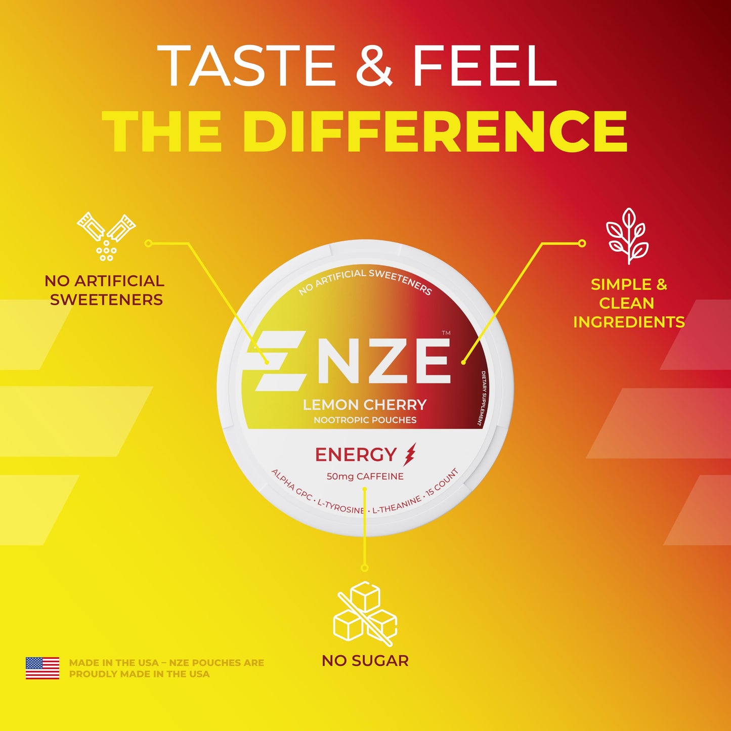 NZE Caffeine Nootropic Caplets Lemon Cherry, 5 Pack
