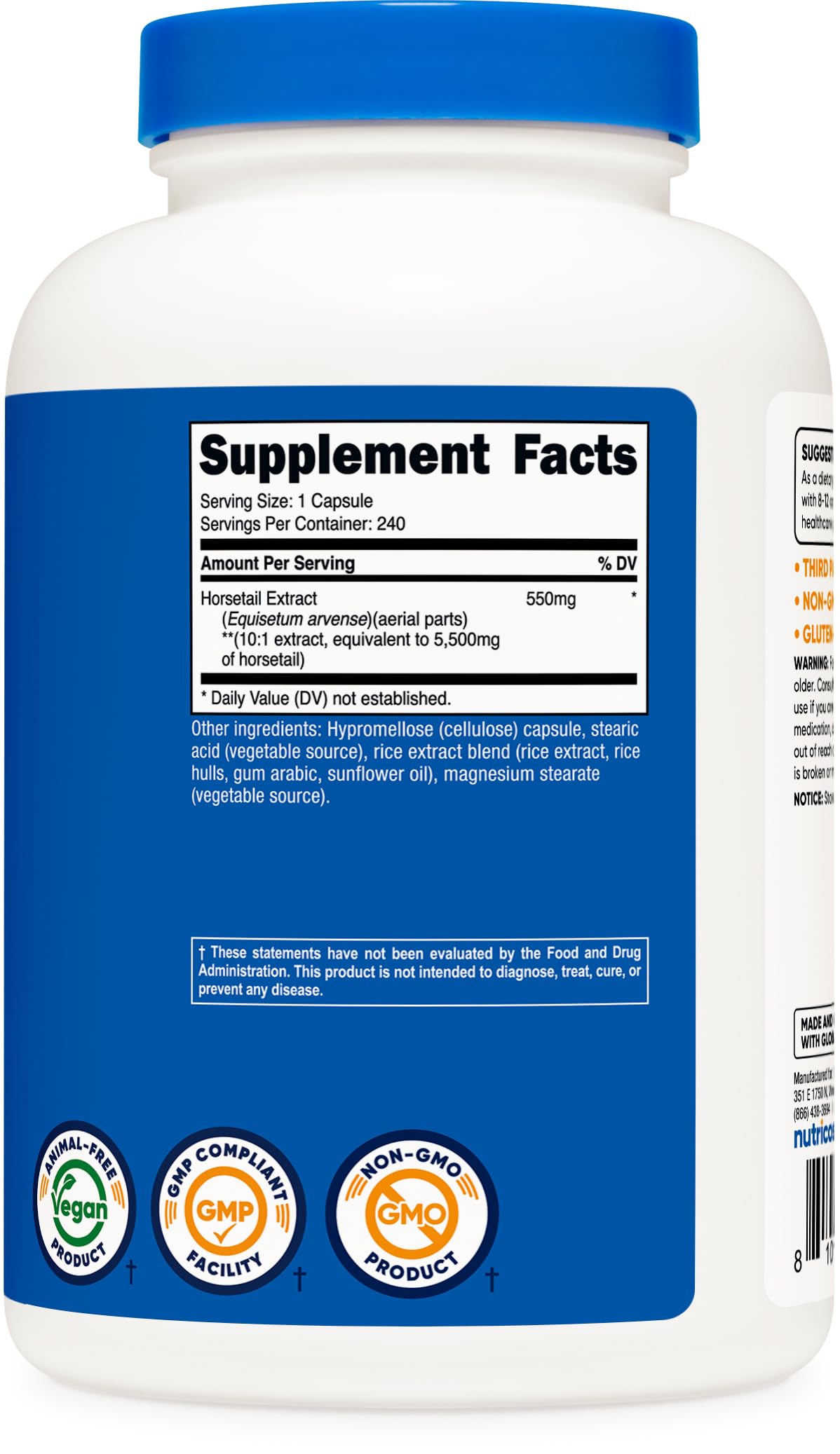 Nutricost Horsetail Extract Capsules, 240 Count