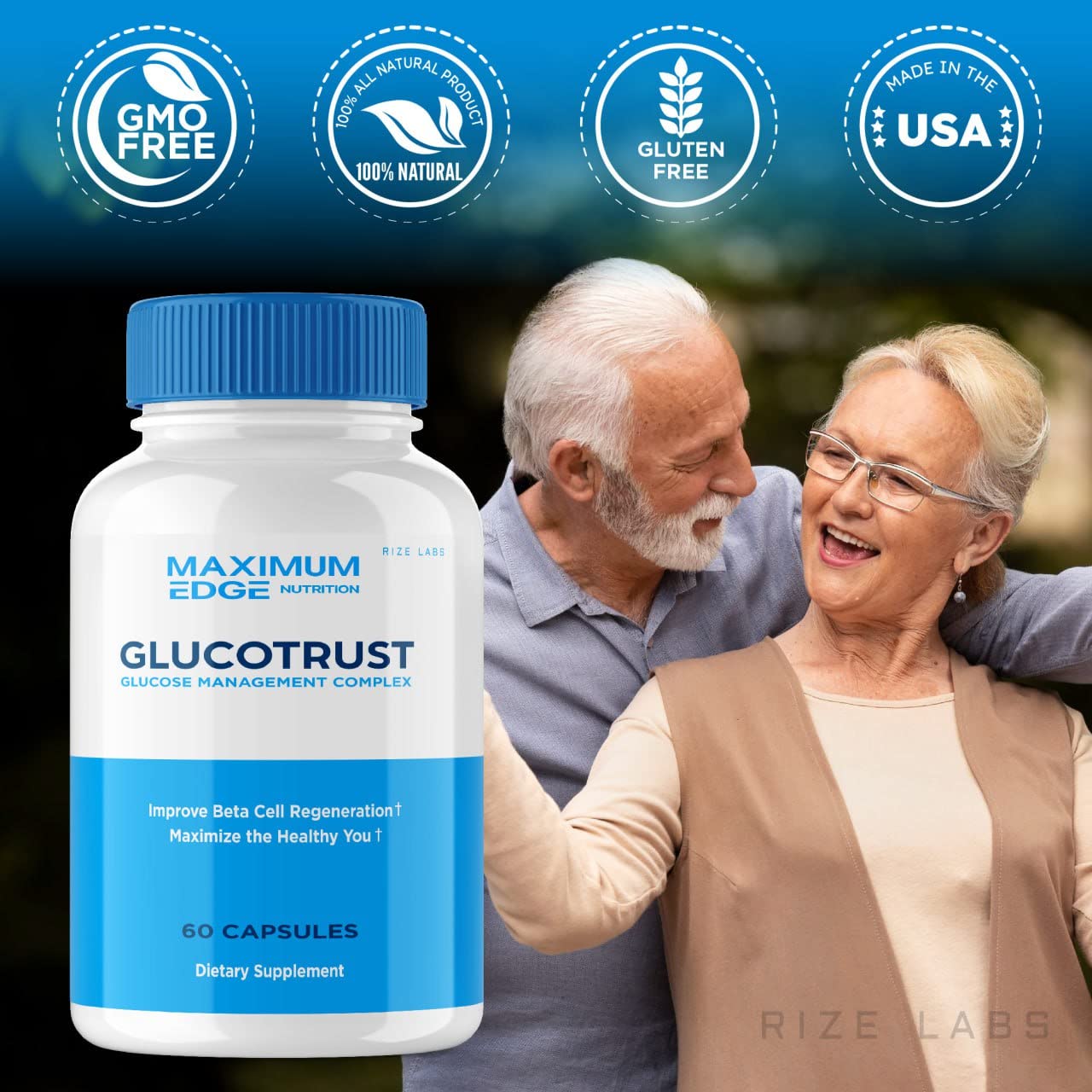 rize labs Glucotrust Supplement 120 Capsules