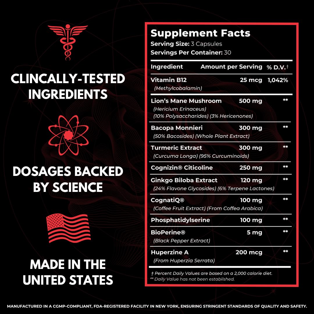 HUMBLEROOTS PERFORMANCE FOCUS + THINK Nootropic Brain Supplement Bundle Capsule 180
