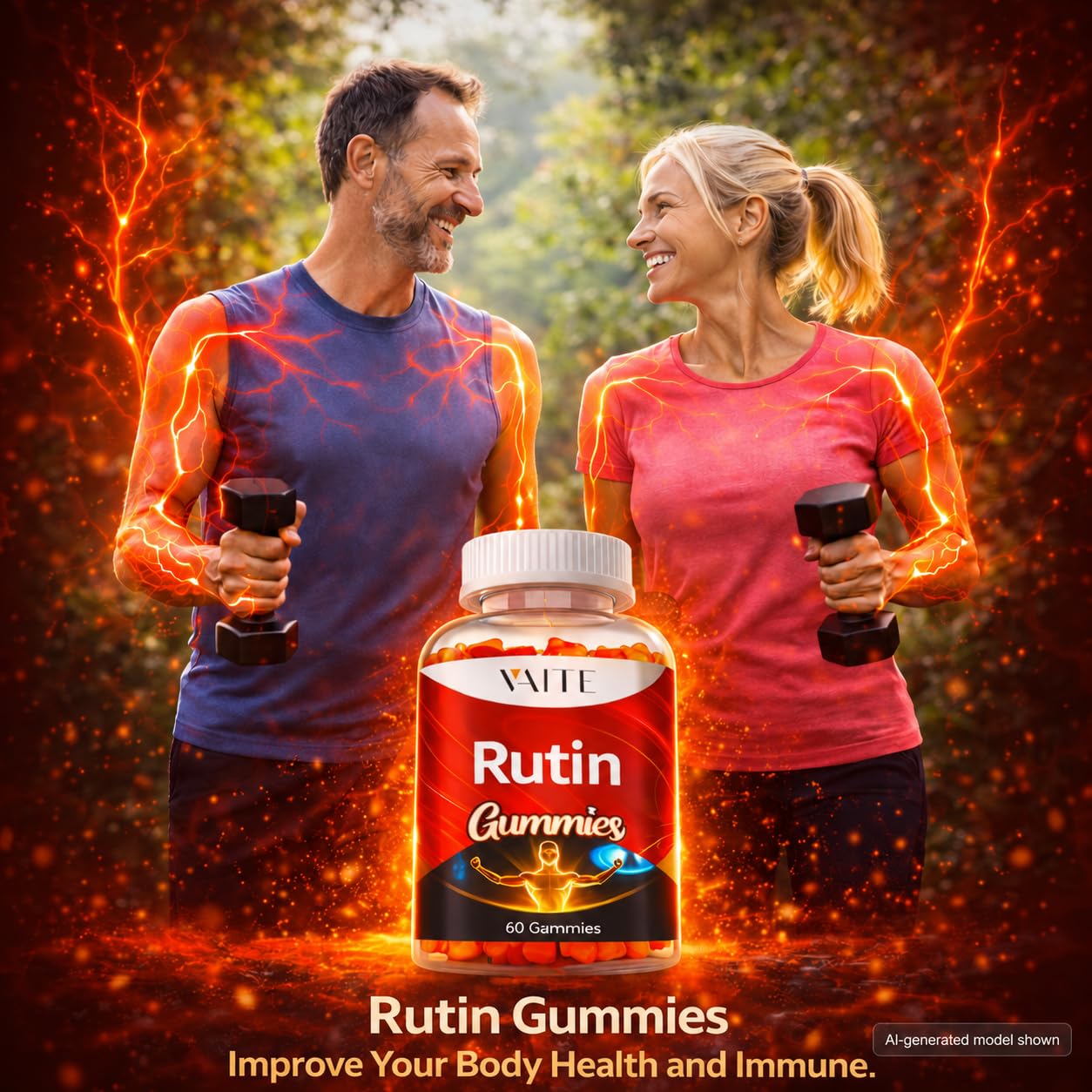 VAITE Rutin Supplement 500mg - Sophora Japonica Extract with Bioflavonoids - Antioxidant & Wellness Chewables for Daily Use - Plant-Based Flavonoid Complex - Supports General Well-Being - 60 Vegan Gummies