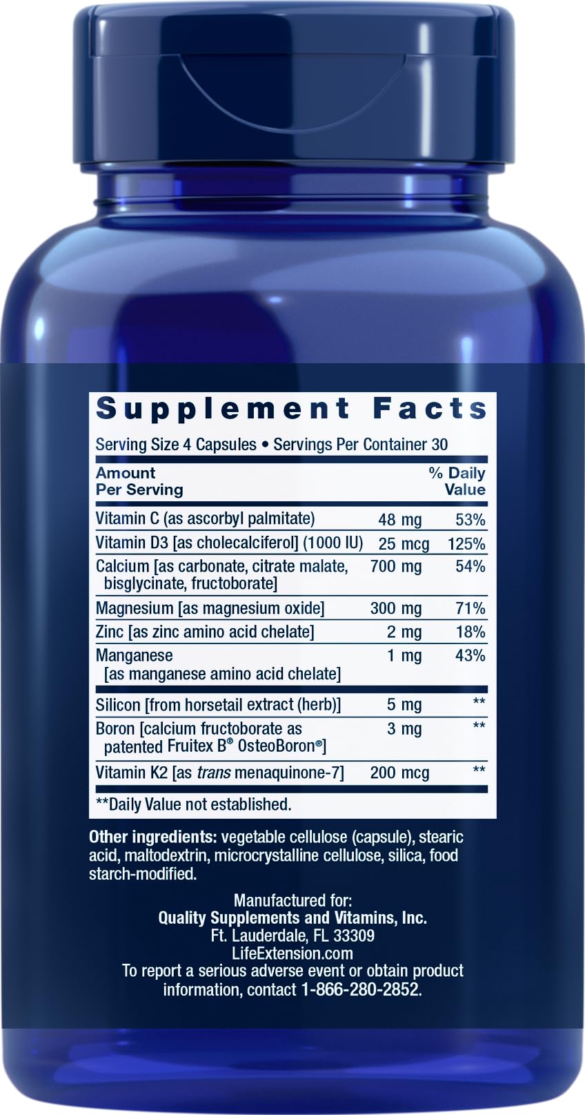 Life Extension Bone Restore Calcium Supplement with Vitamin K2 Capsules 240 Capsules