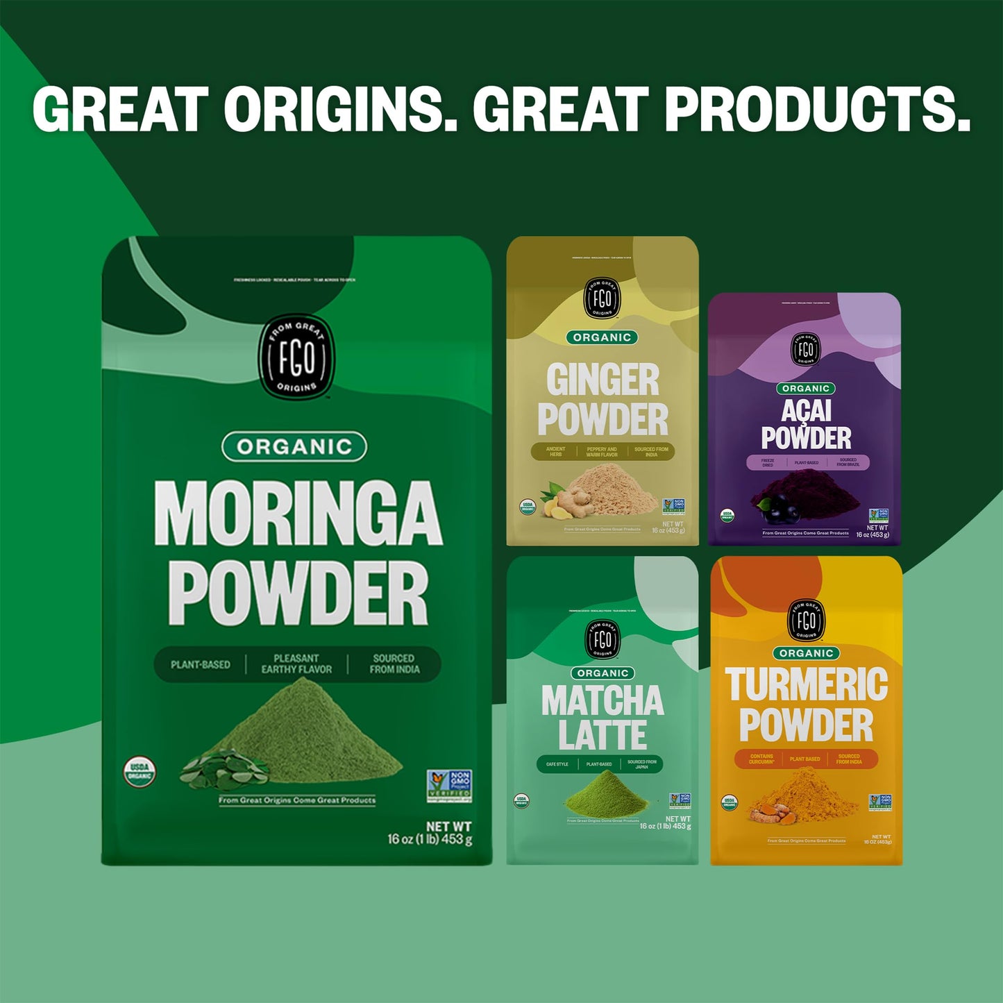 FGO Organic Moringa Oleifera Leaf Powder 16 Ounce