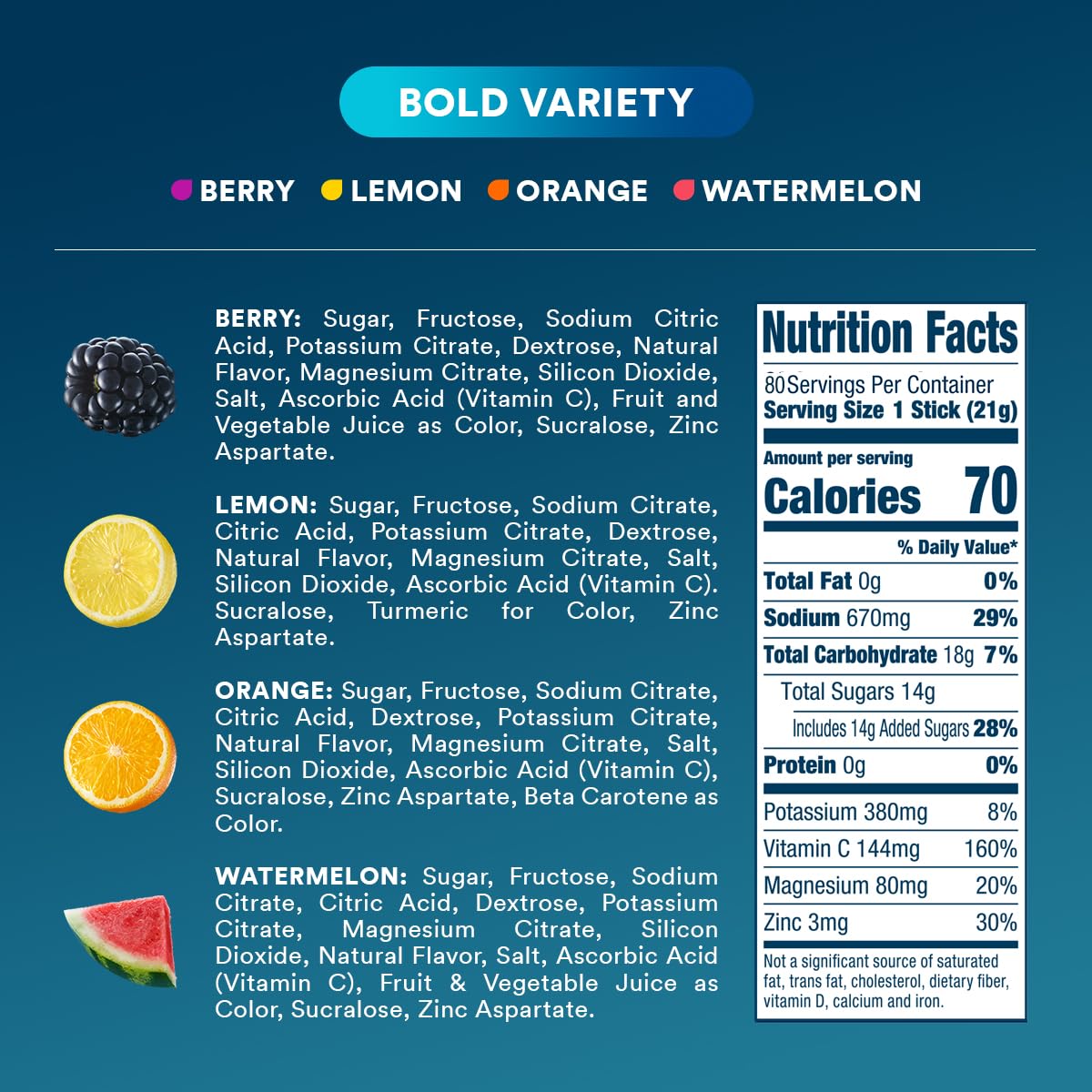 DripDrop Hydration Bold Variety Pack Powder, 80 Count