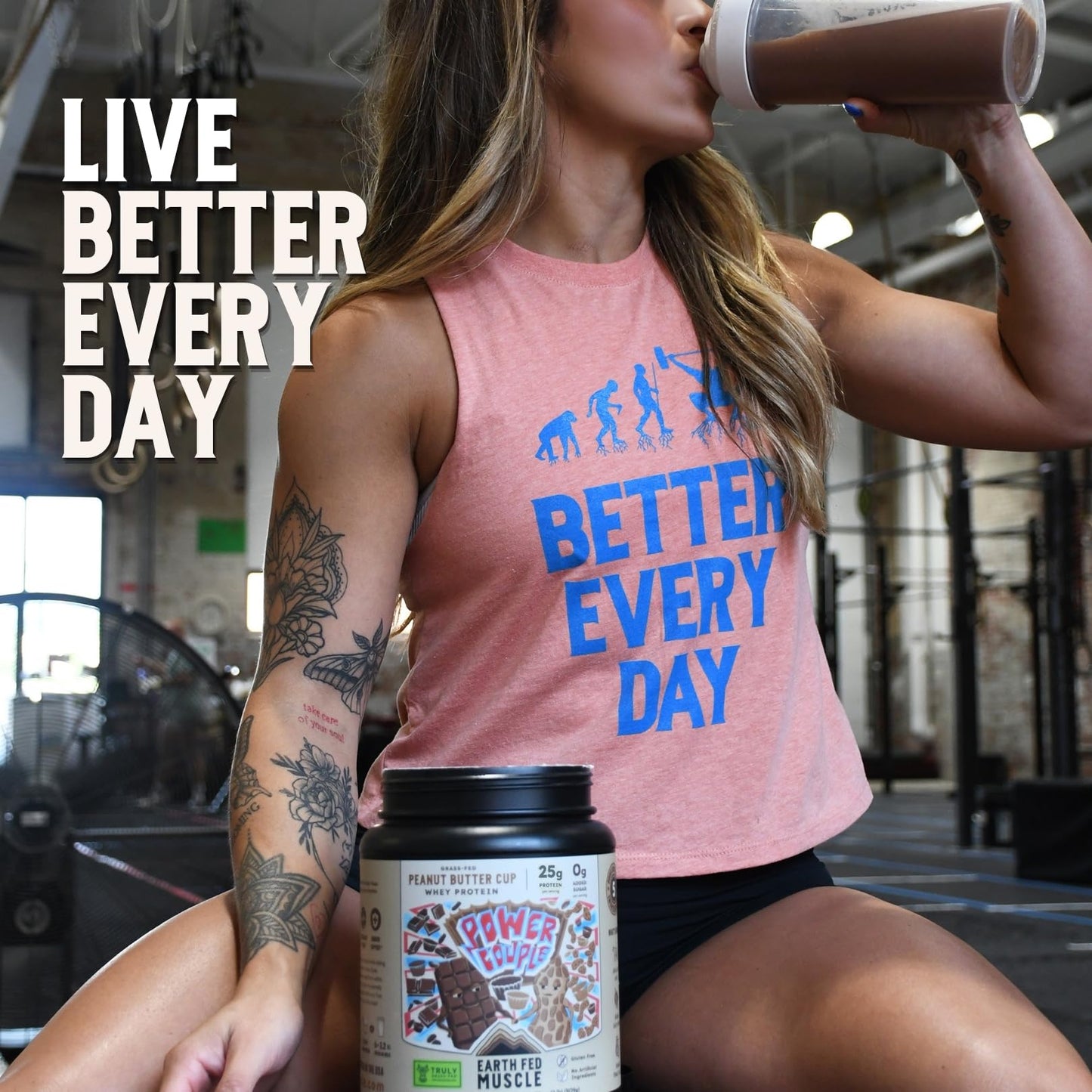 Earth Fed Muscle Power Couple Peanut Butter Cup Whey Protein Isolate Powder, 32 Servings