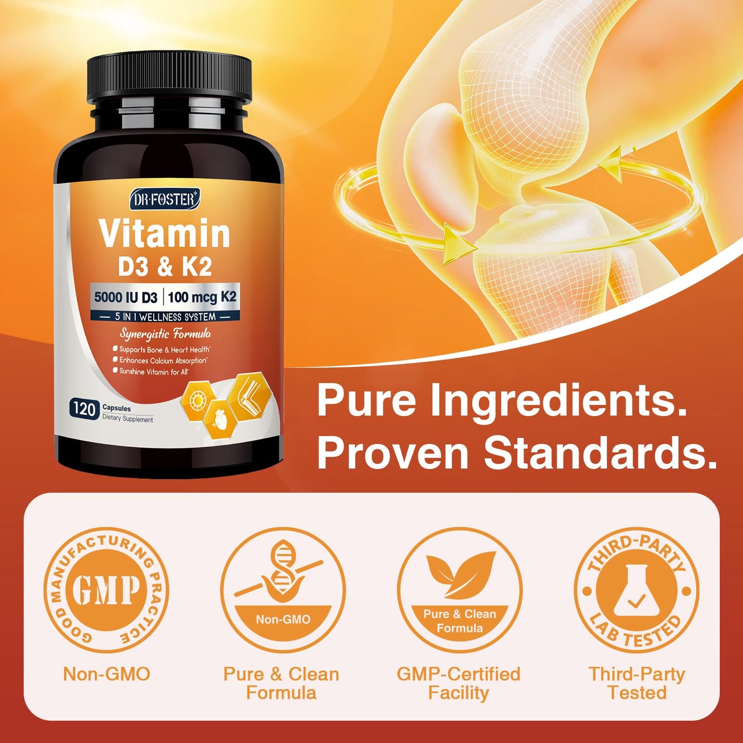 DRFOSTER Vitamin D3 & K2 Capsules 120