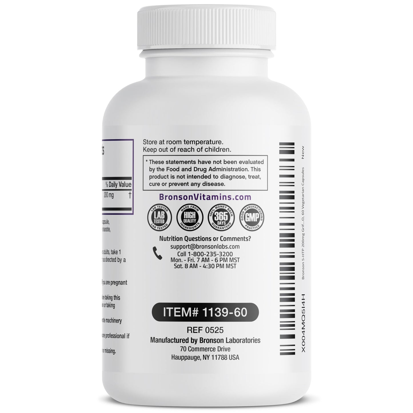 Bronson 5-HTP 200mg (5-hydroxytryptophan) Griffonia Simplicifolia Non-GMO, Capsule, 60 Count