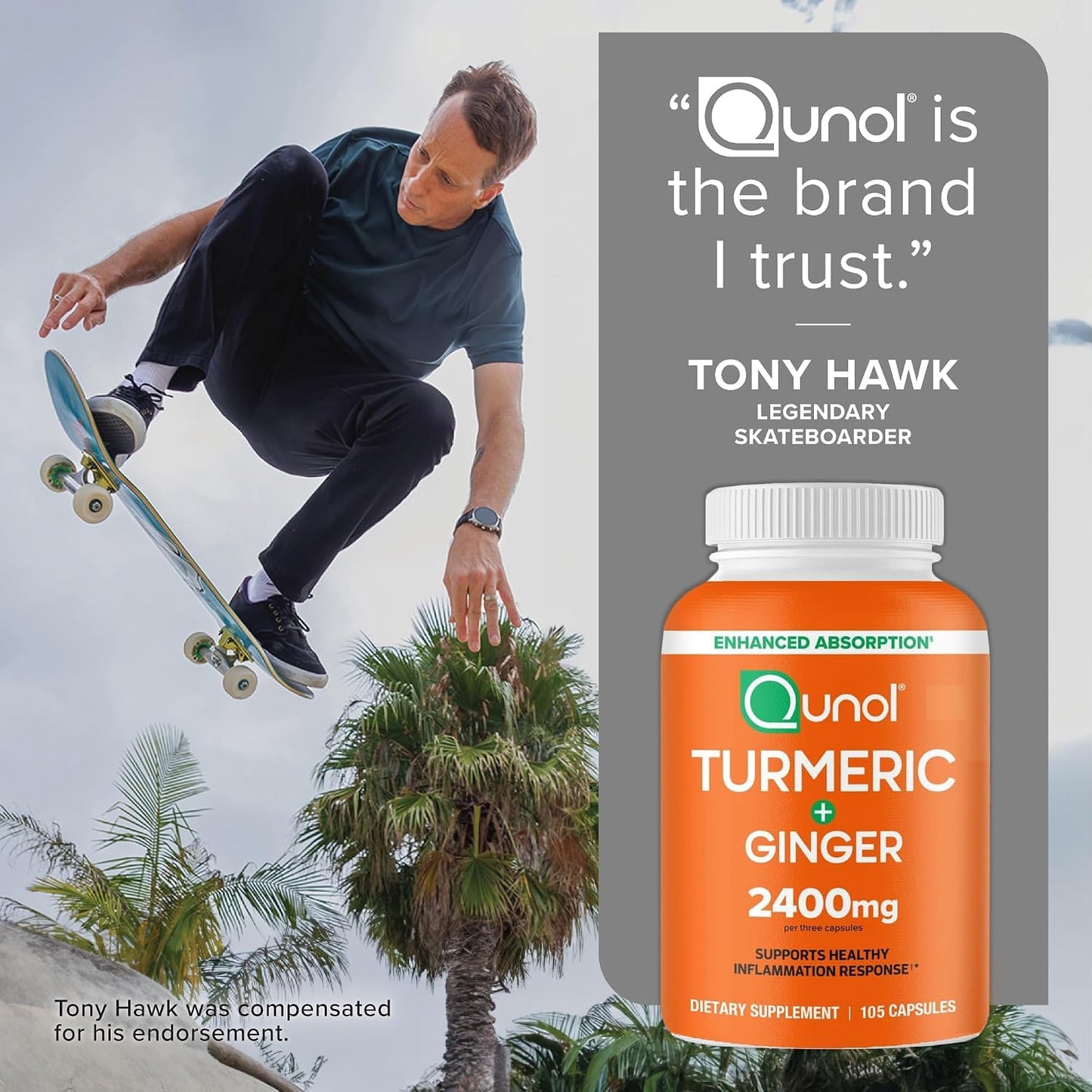 Qunol Turmeric Curcumin with Black Pepper & Ginger Capsule 105 Count