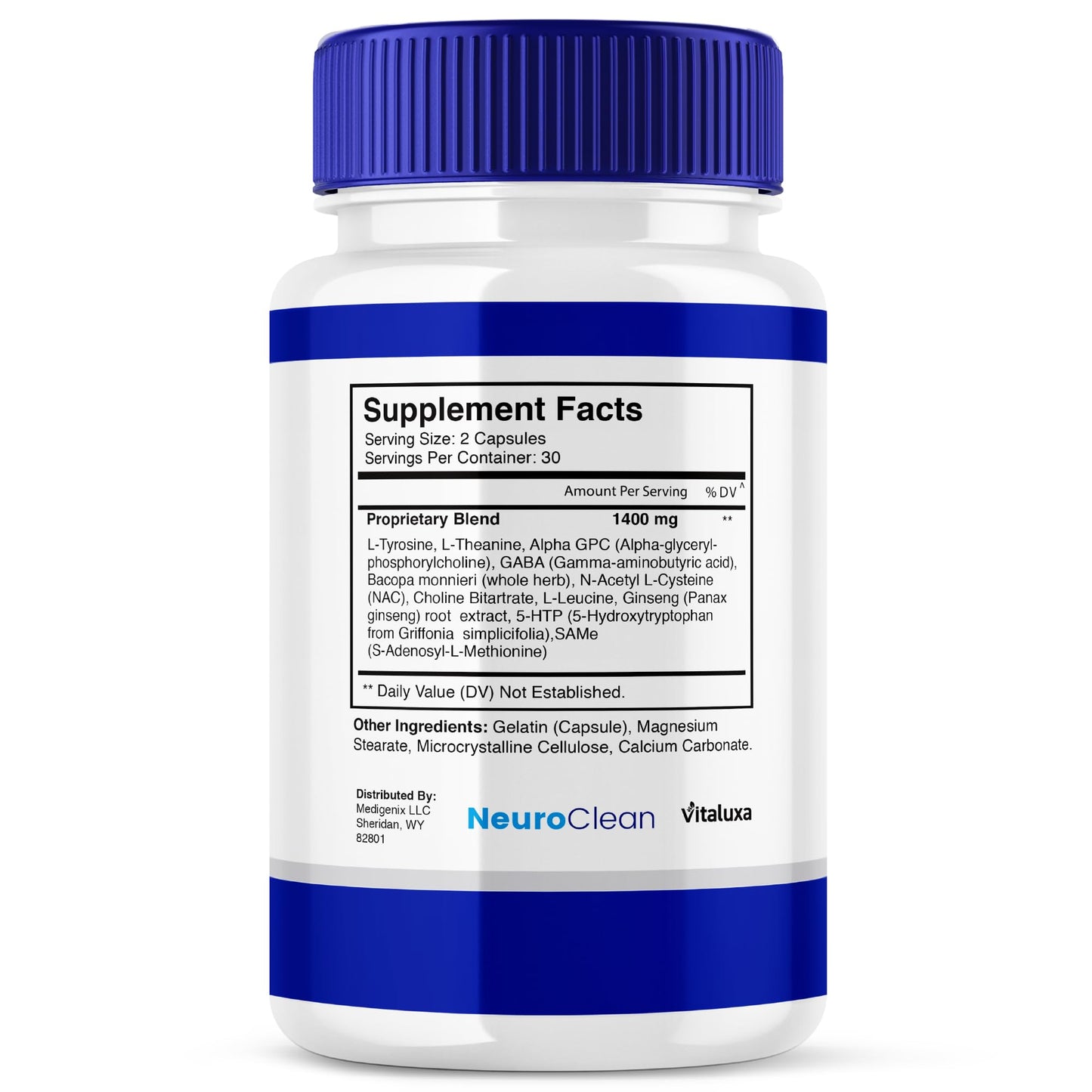 Vitaluxa Neuro Clean Brain Supplement Capsules, 120 Capsules