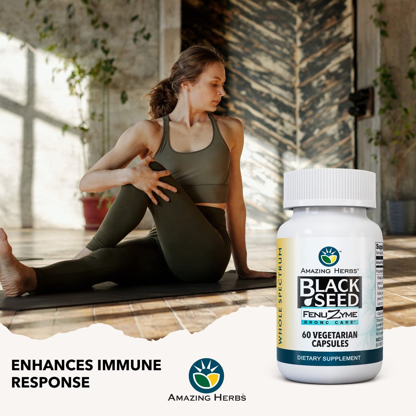 Amazing Herbs Black Seed Fenuzume Bronc-Care Capsules, 60 Count