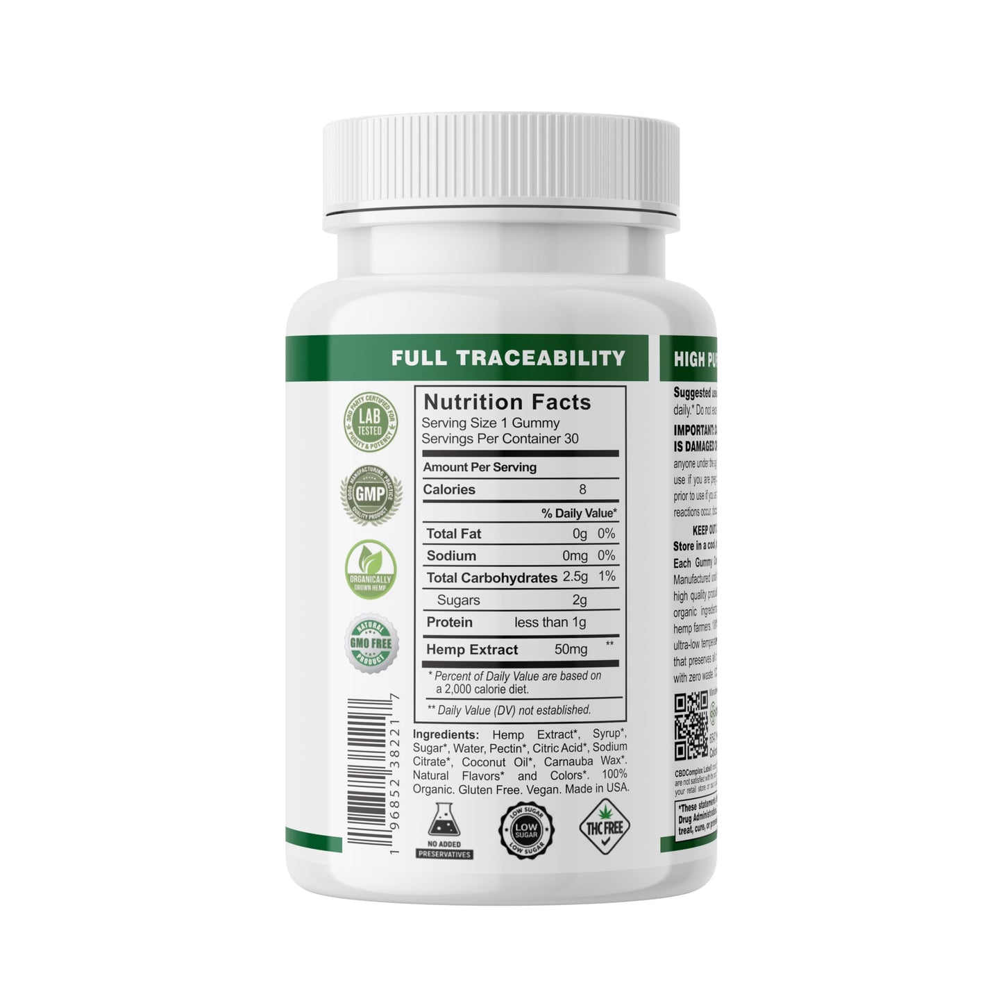 Cbdcomplex Labs Hemp Gummies 50mg per Gummy, 1500mg per Bottle, Strawberry, 30 Count