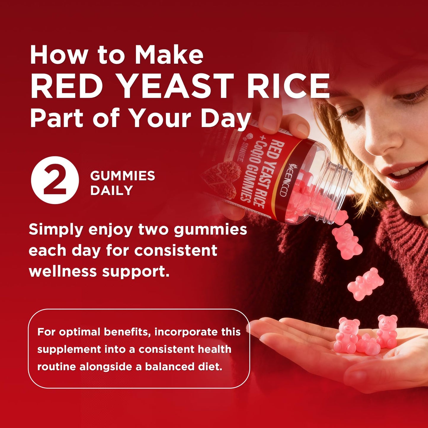 MEENCCD Red Yeast Rice with CoQ10 Gummies, 120 Count
