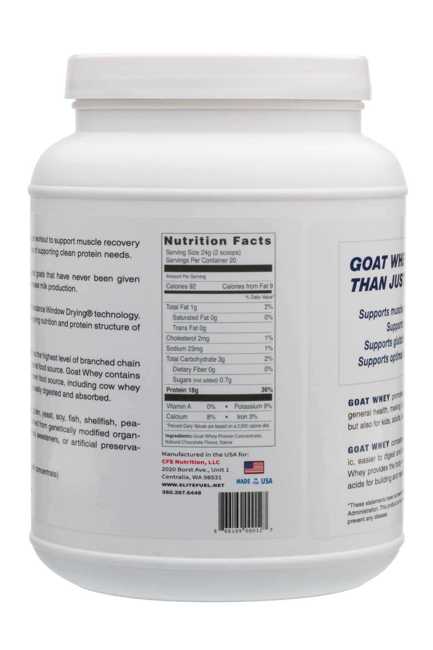 CFS Nutrition Goat Whey Protein Powder Vanilla 16.9 oz
