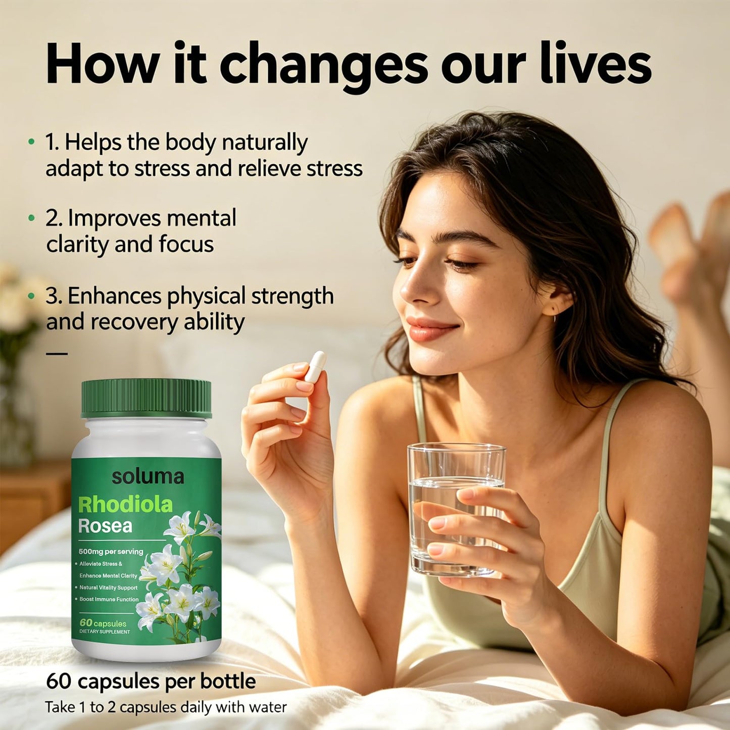 Soluma Rhodiola Rosea 500mg Capsule, 60 Capsules