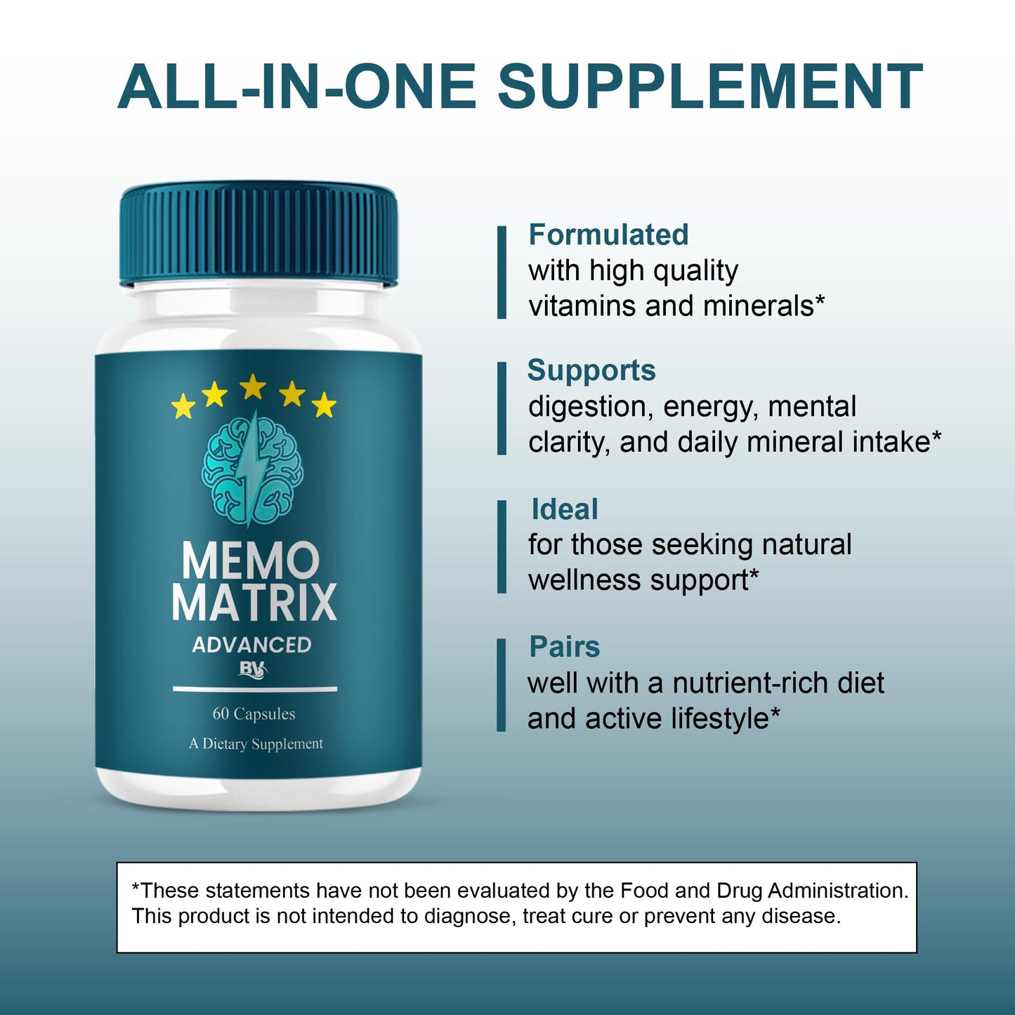 BLUE VIBE Memo Matrix Capsules MemoMatrix Premium Supplement, 180 Capsules