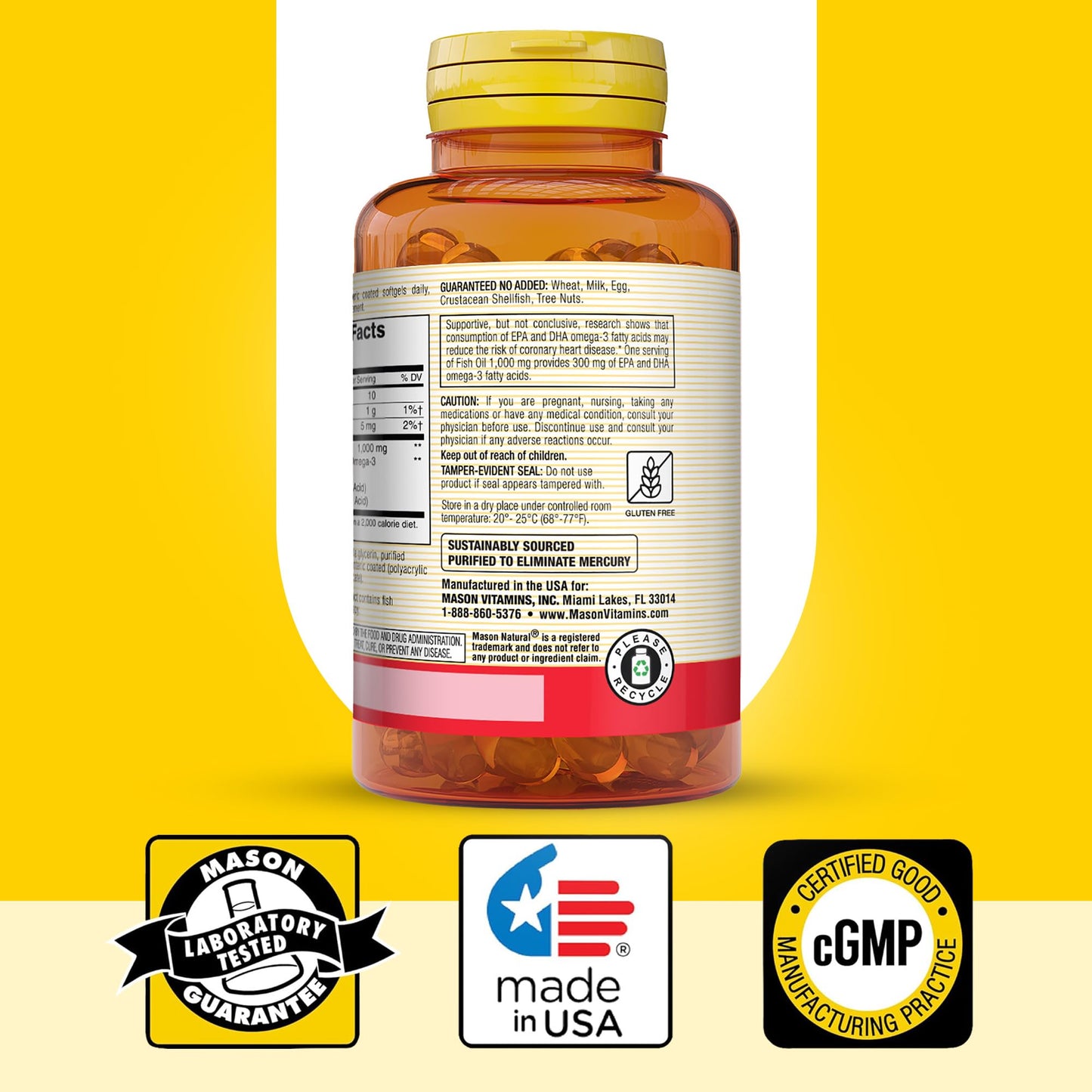 Mason Natural Omega 3 Fish Oil Softgels 270