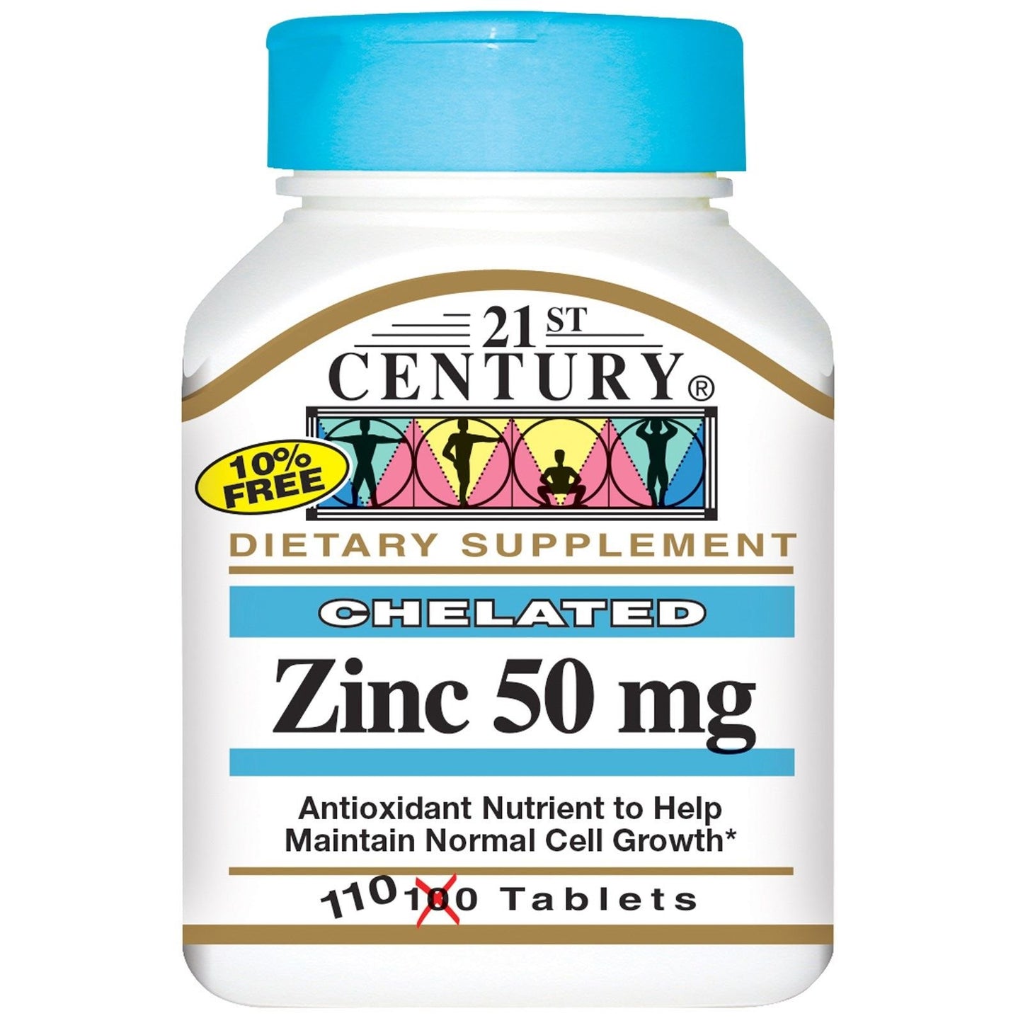 21st Century Zinc 50 mg Chelated Tablets, 110 Count