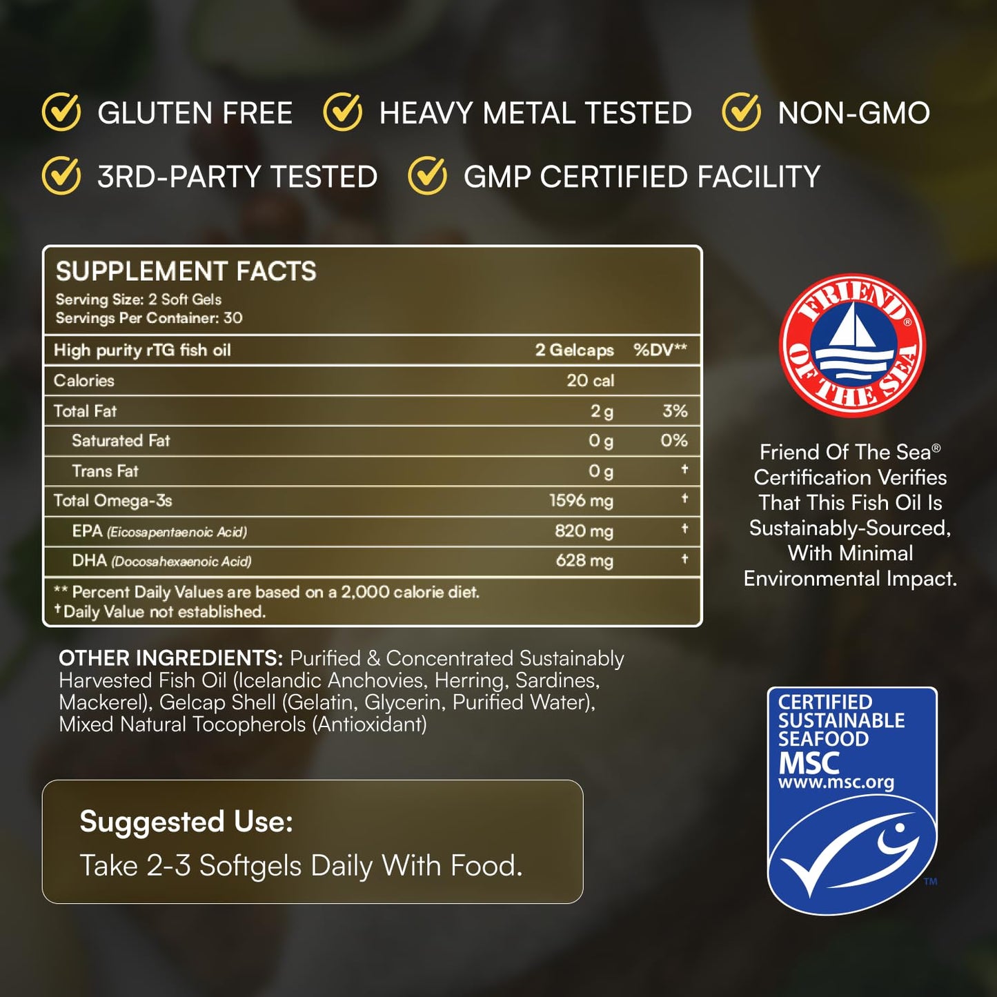 NEUROPTIMA Omega-3 Fish Oil Softgels 60 Count