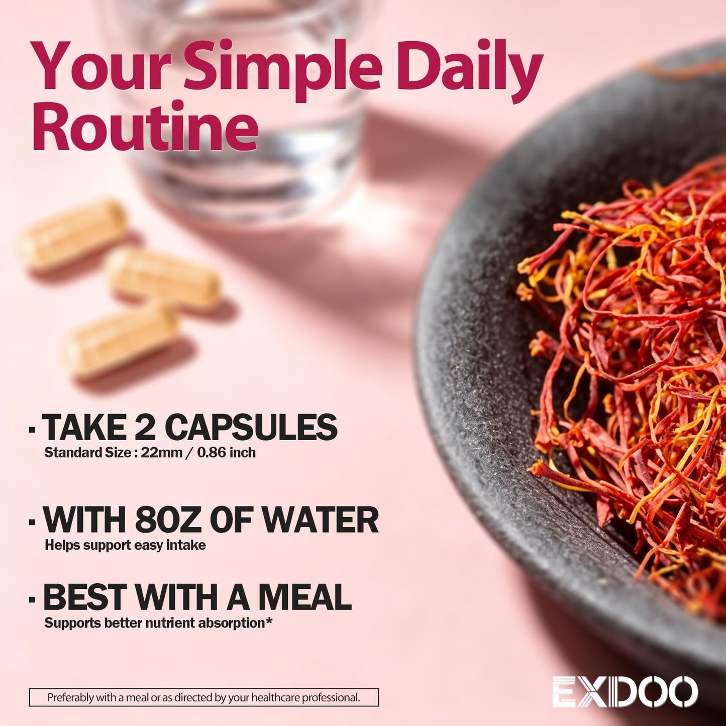 exdoo Saffron Supplements Pure Saffron Extract Capsules 60 Count