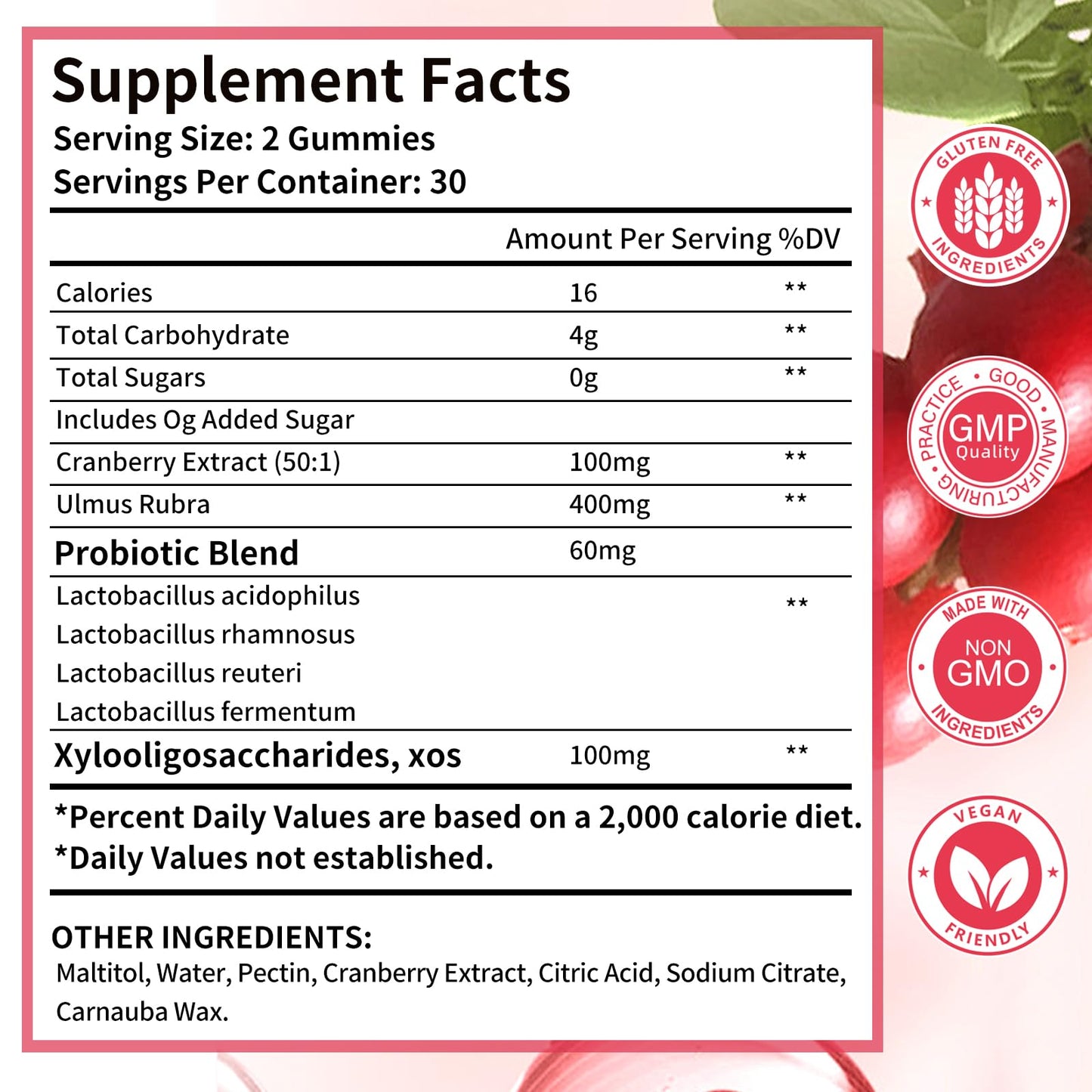 Wordln Women Probiotic Gummies for Feminine Health, 60 Count